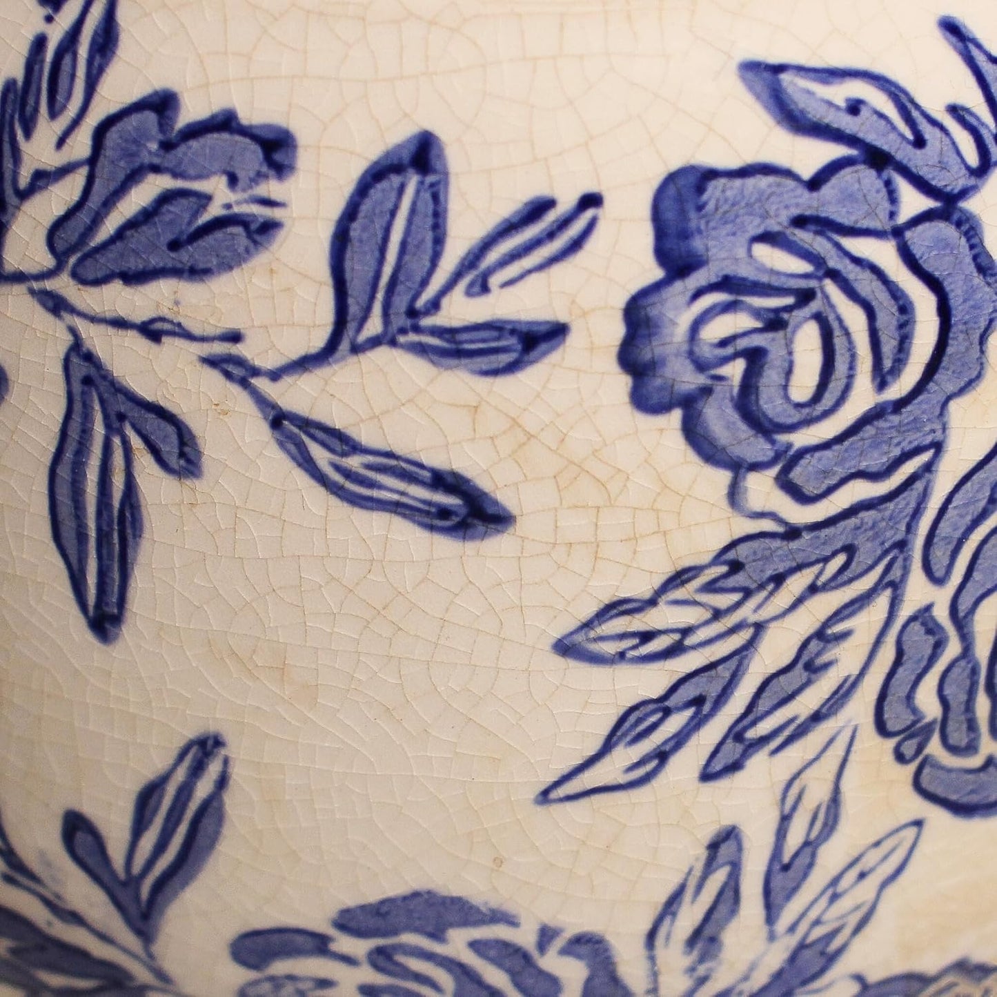 Rustic Farmhouse Planter / Blue & White Chinoiserie Floral / 6.29 Inch
