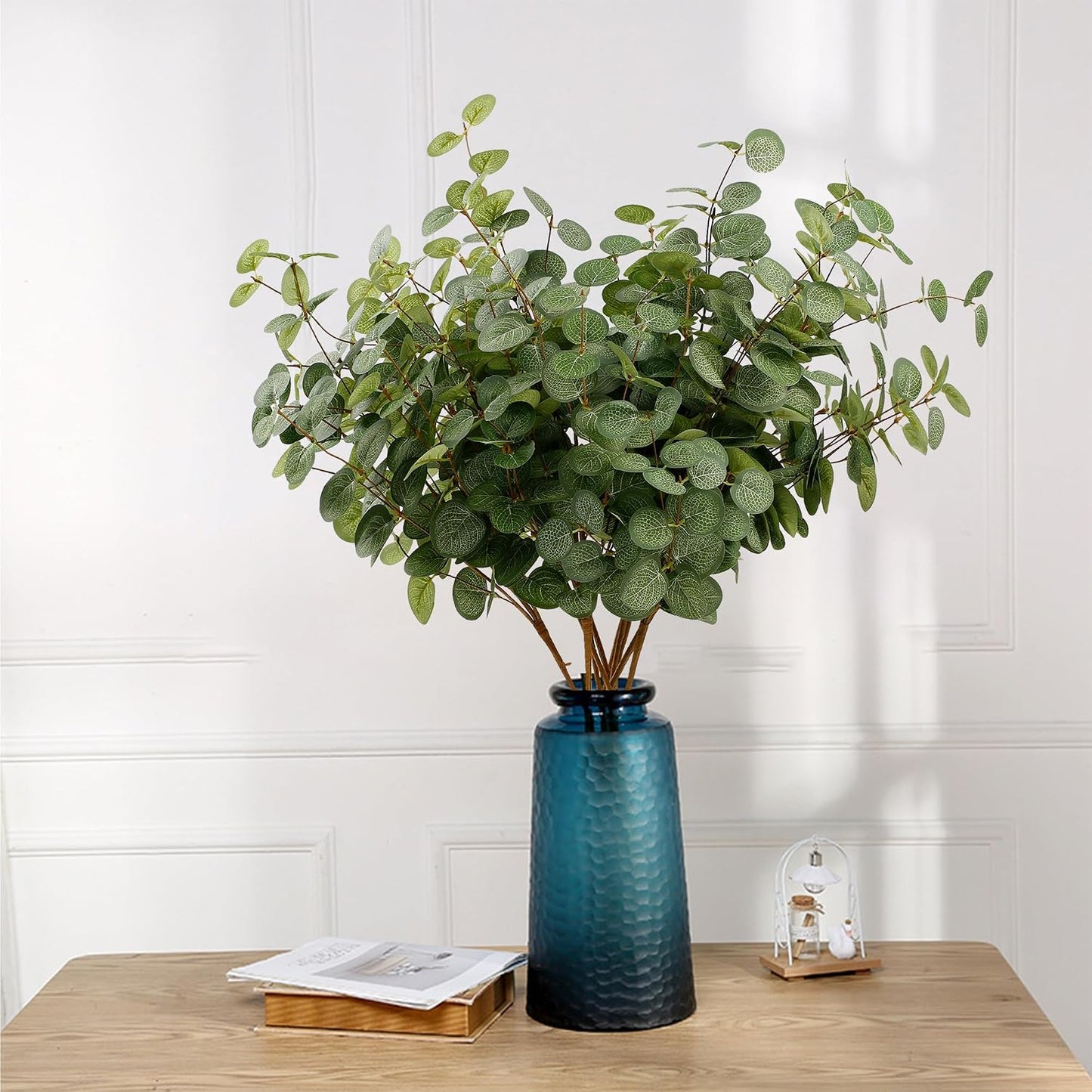 6 Bunches Artificial Eucalyptus Stems 24" Faux Eucalyptus Leaves Branches Silk Fake Foliage / Green