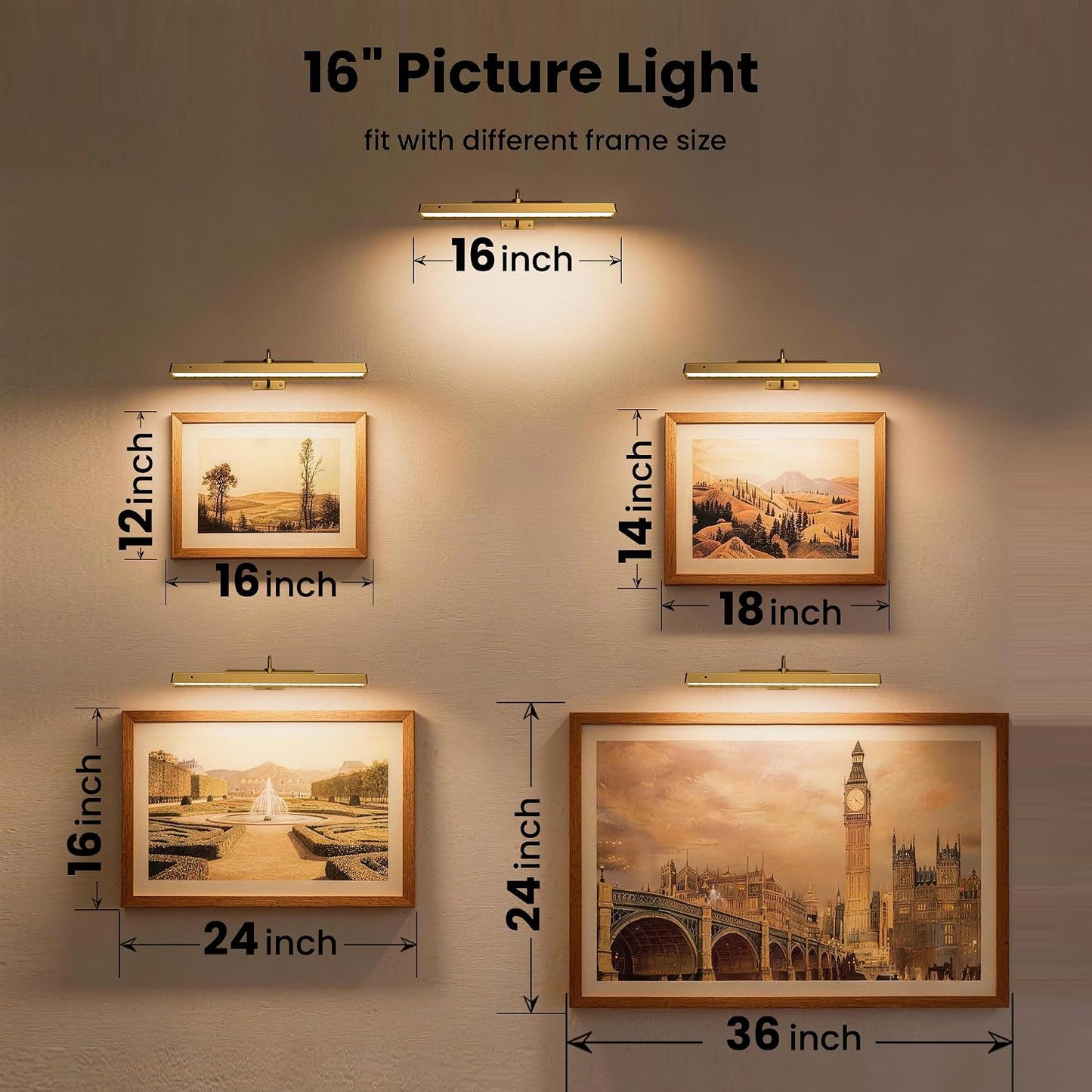 Picture Light Battery Rechargeable, 3Pack Picture Light for Wall with Remote, 3 Color Modes and Dimmable Classic Art