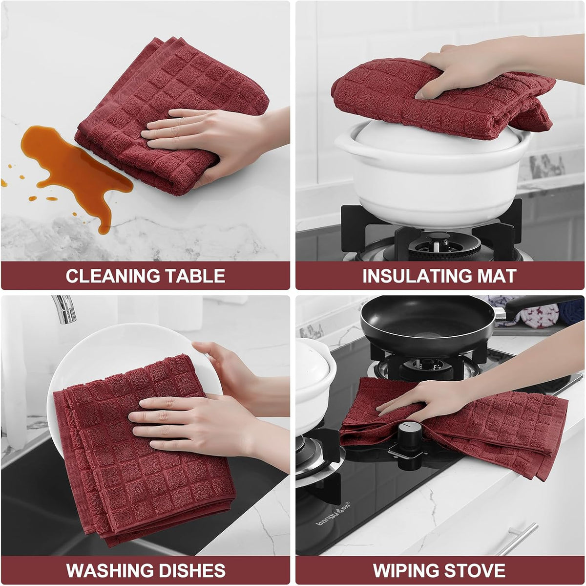 Homaxy Large Premium Cotton Kitchen Towels 16"x 28", 8 Pack, Rust | Natural Ring Spun 390 GSM Dish Towels, Super