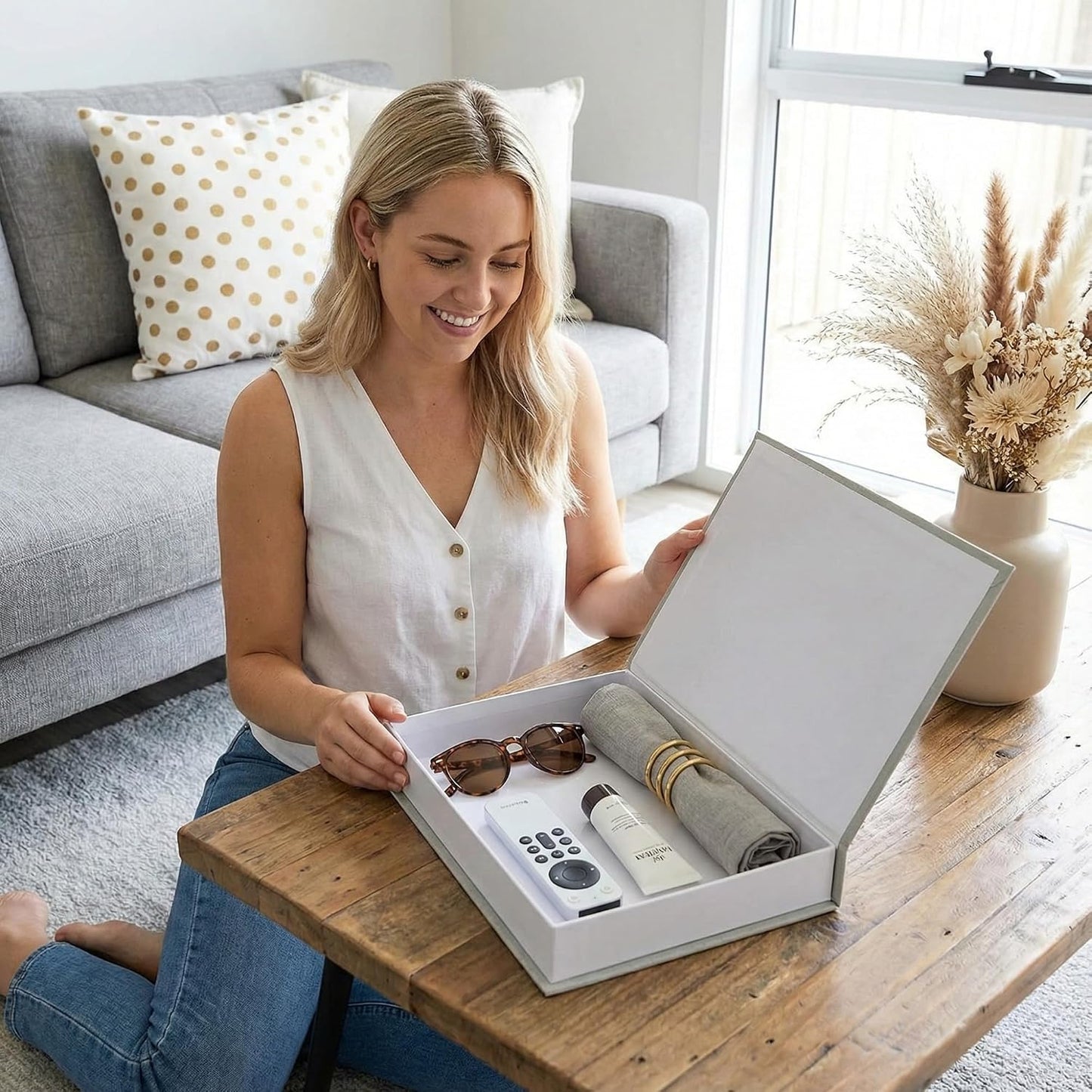 Linen Faux Book Storage Boxes / Set of 2