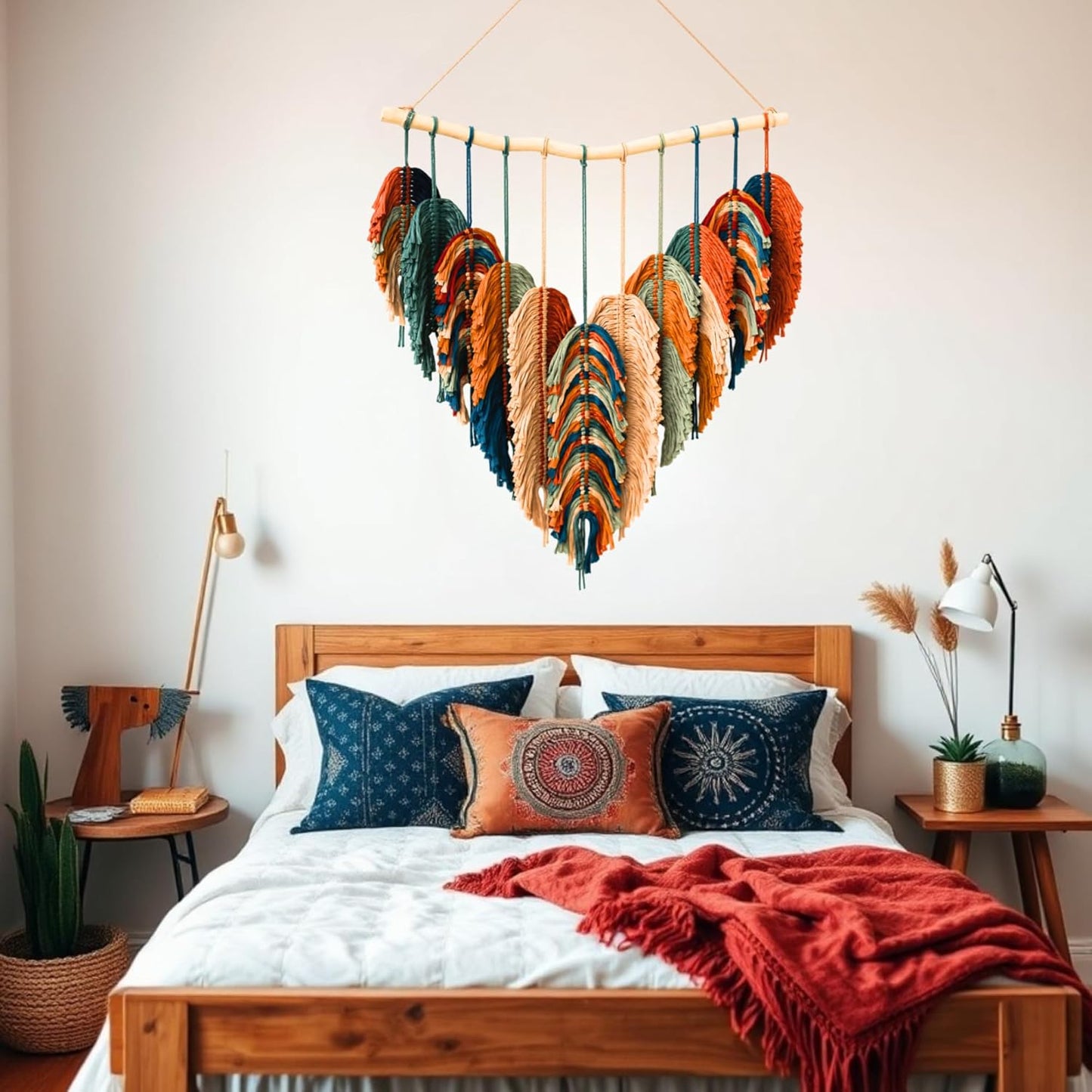 Boho Wall Decor / Orange,green, Pecock, Mustard, Begie / 31 x 39