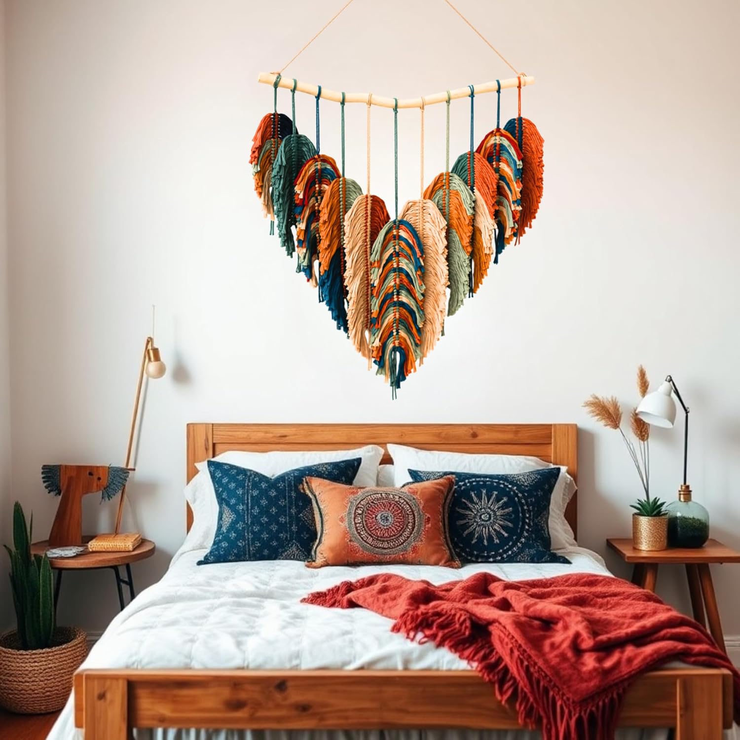 Boho Wall Decor / Orange,green, Pecock, Mustard, Begie / 31 x 39