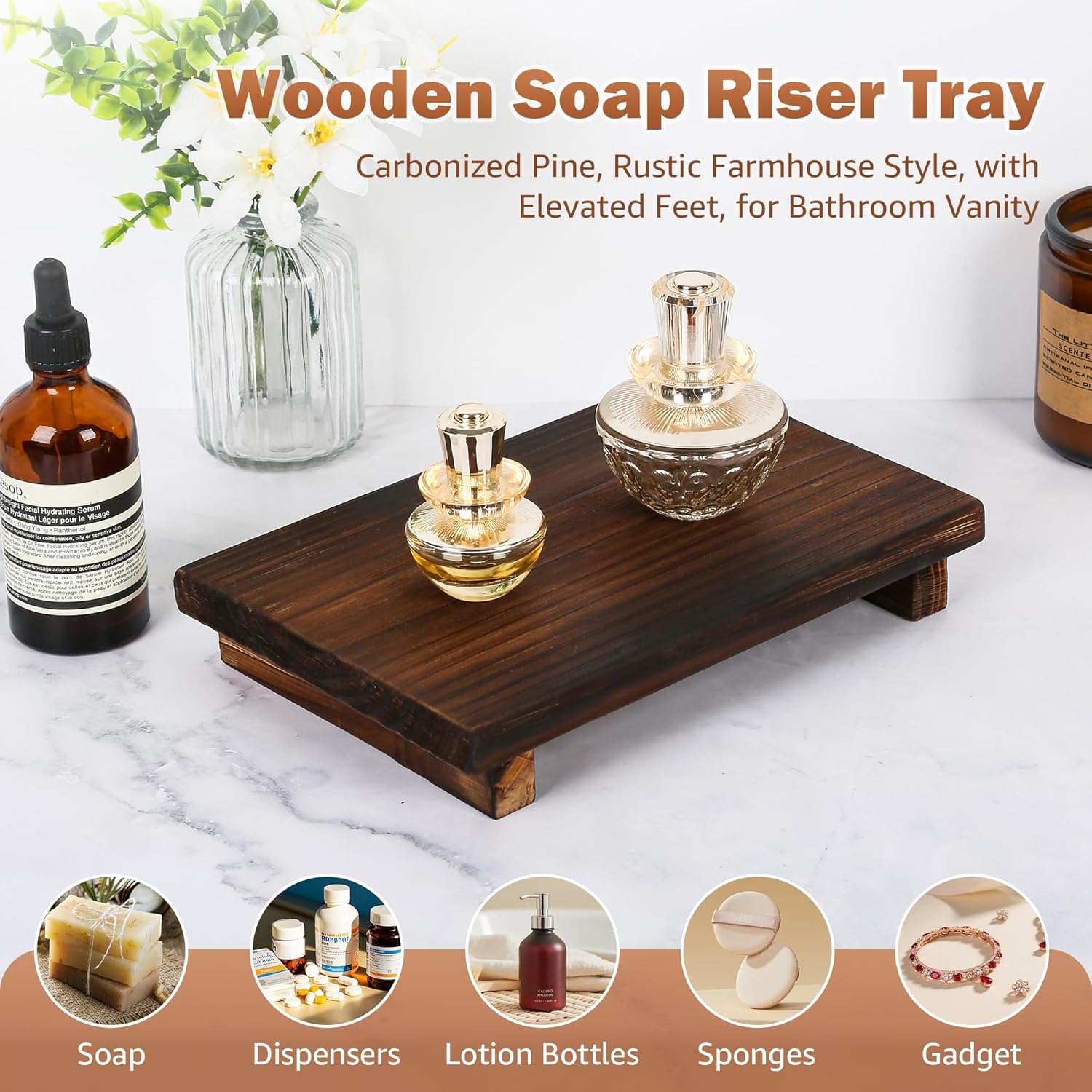 Wooden Soap Dish Tray / 9 x 6 / Set of 2