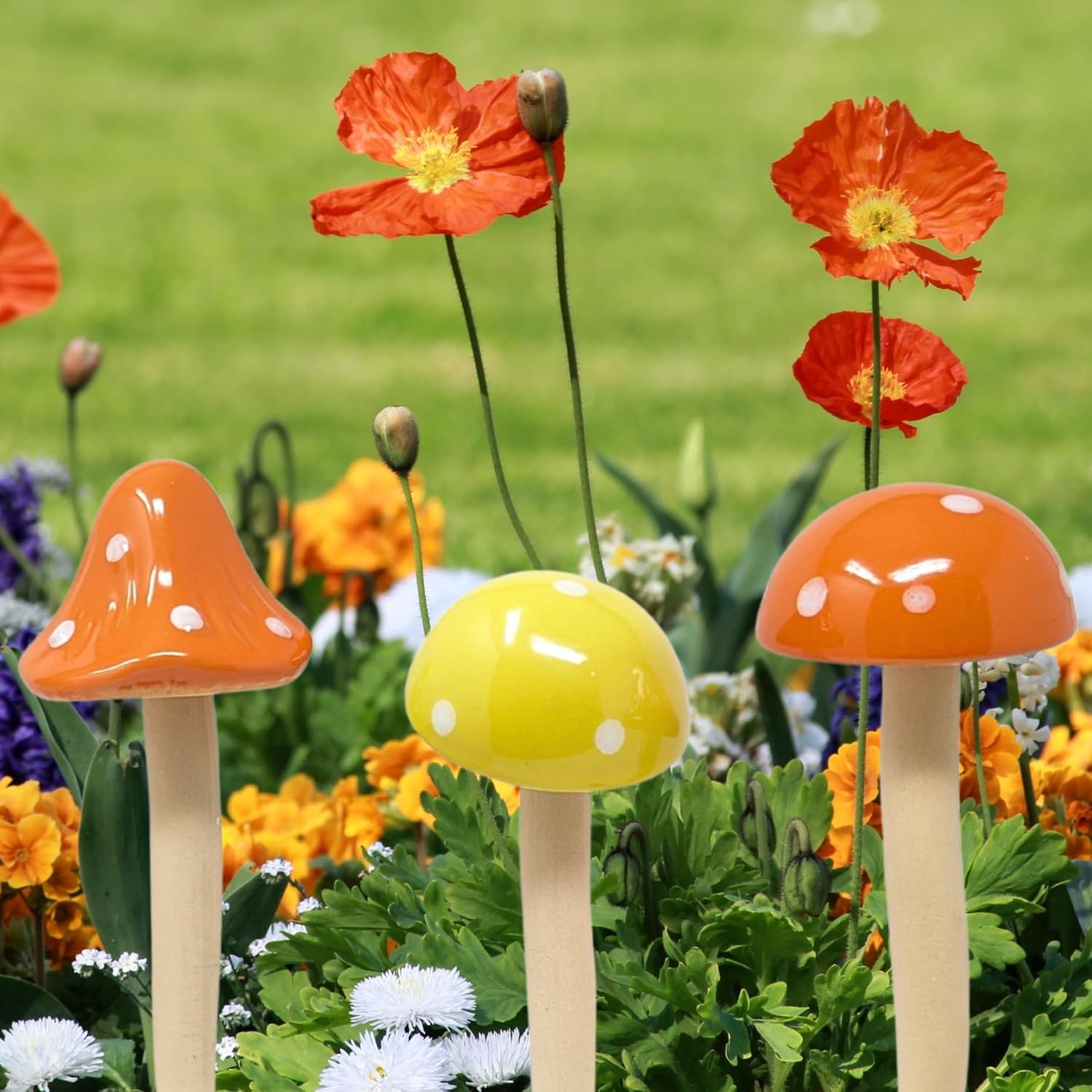 Flower beds / Decorative Porcelain Garden Stakes for Fairy Garden / Set of 6