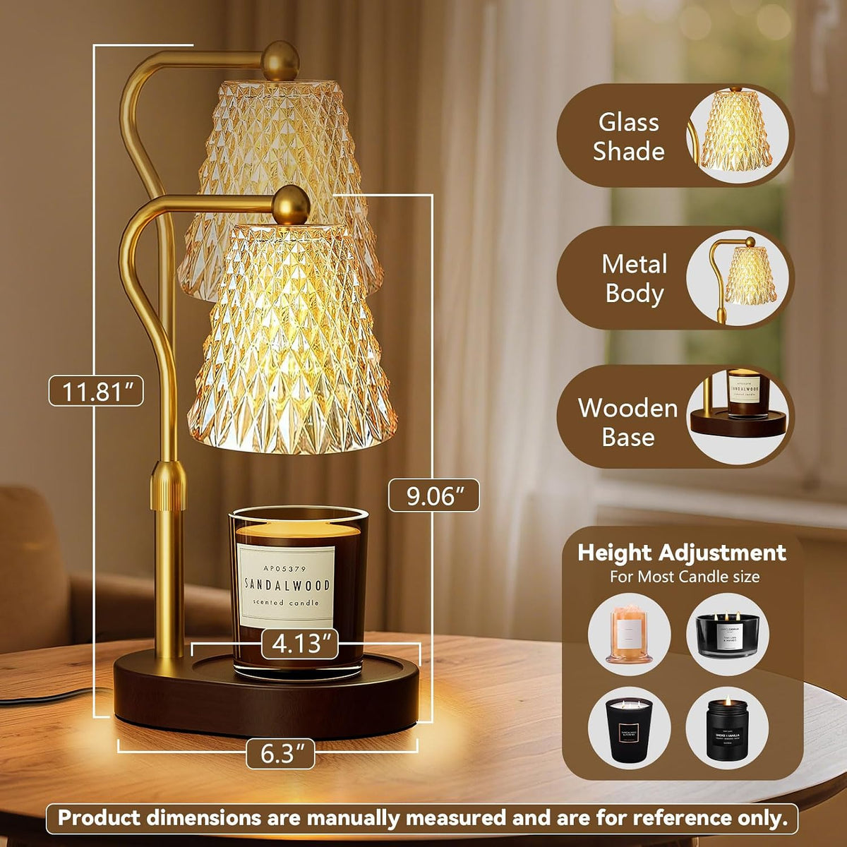 Candle Warmer Lamp with Timer Dimmable, Birthday Gifts for Women Mom, House Warming Gifts New Home Decor, Wax Melt