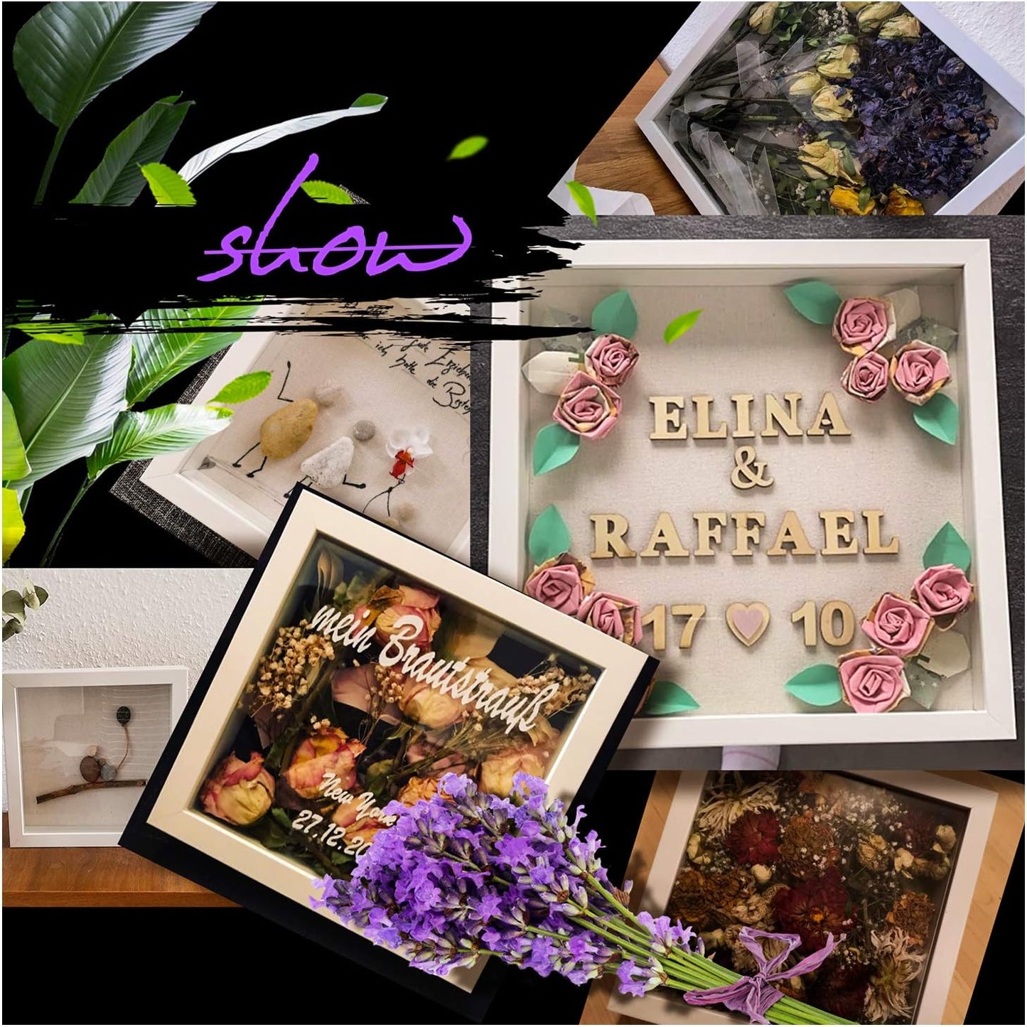 Muzilife 8x8 Small Shadow Box Wood Picture Frame, HD Glass, 3PCS, White | FSC-Certified MDF | Soft Acid-free Linen