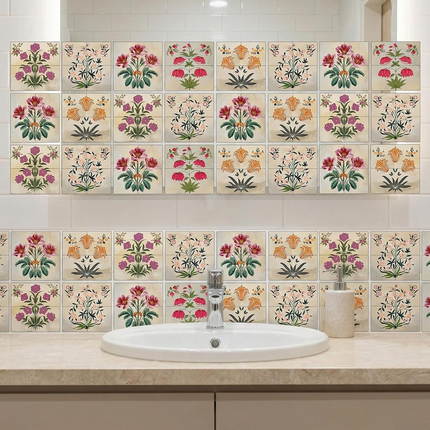 Vintage Moroccan Bohemian Tile Stickers / Set of 48
