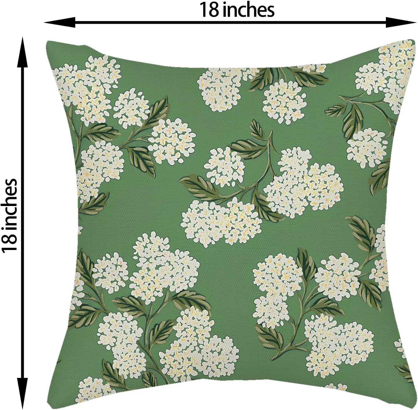 Sage Green Spring Pillow Covers Yellow Hydrangea Flower / 18 x 18 / Sage Green Hydrangea / Set of 2