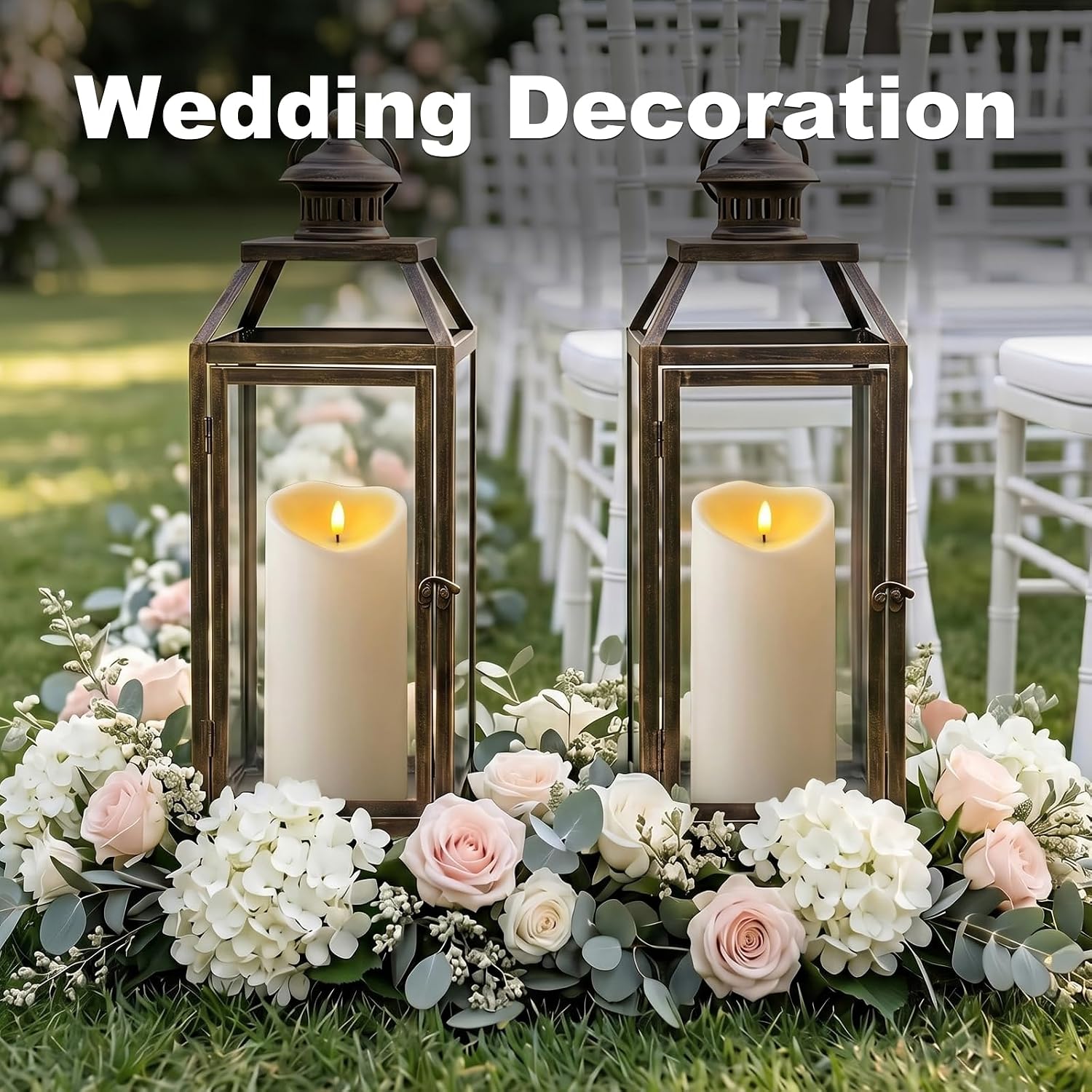 Amagic 4” x 9” Large Outdoor Waterproof Flameless Candles with Remote, Battery Operated Candles with Timer, Flickering