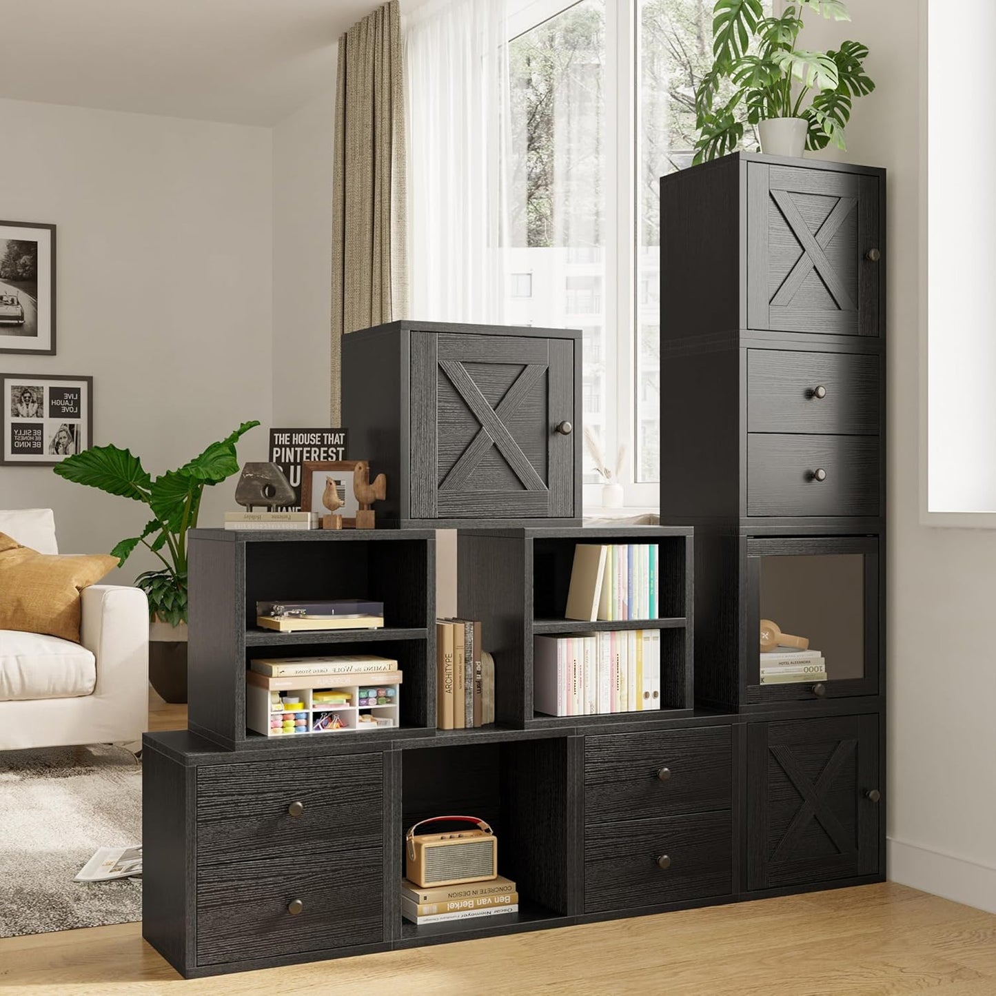 DIY Cube Storage Organizer Stackable Cubes / Black / 1 Layer Cube