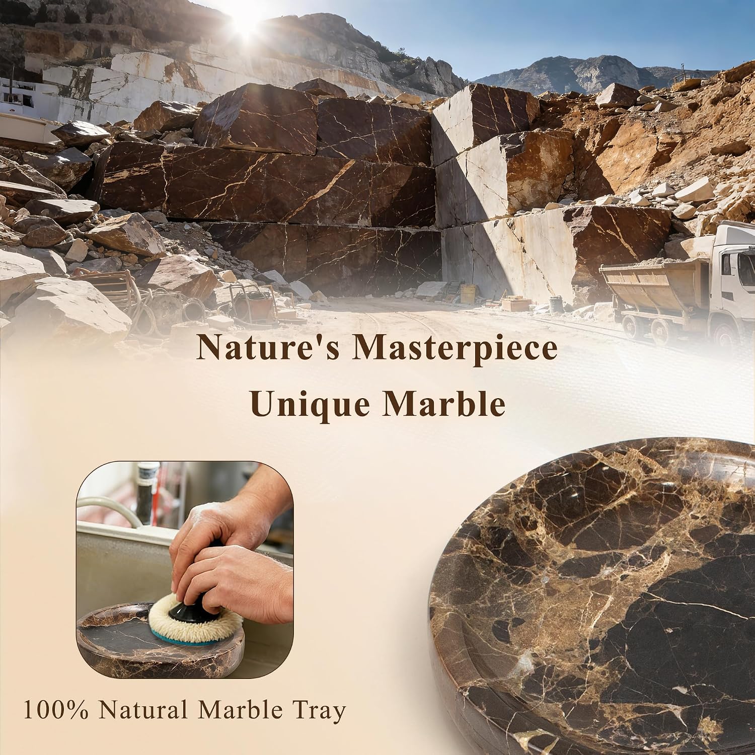 Jewelry Dish Marble Vanity Tray / Dark Brown