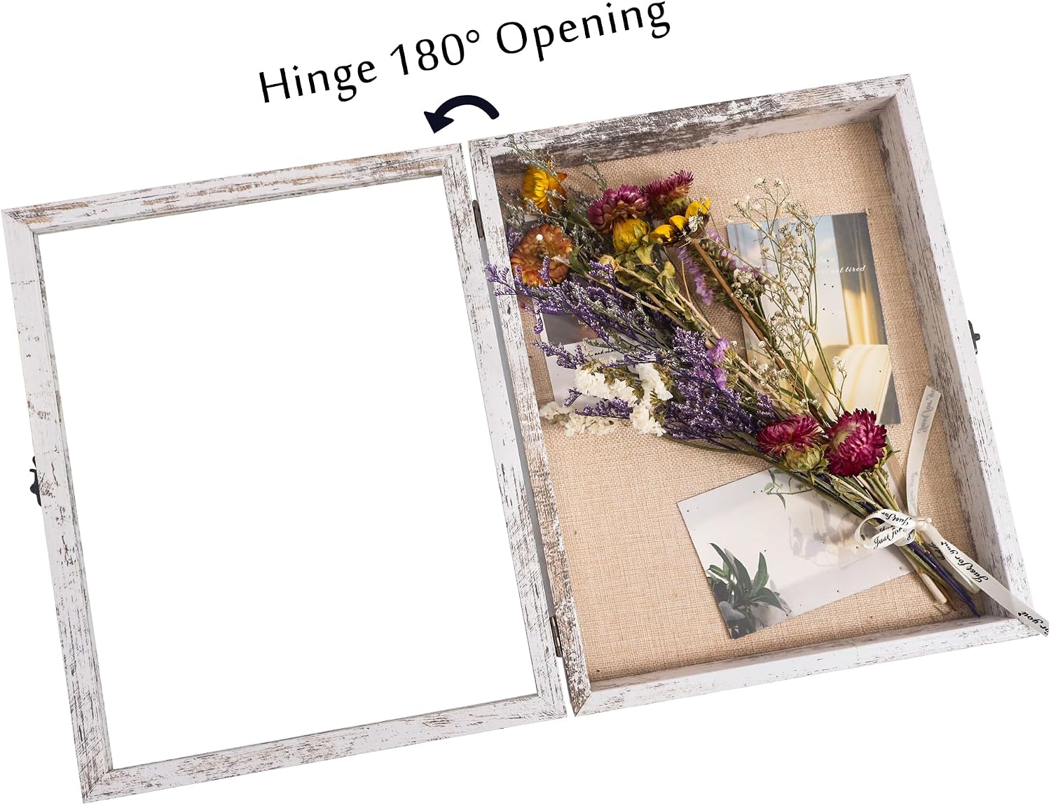 Wedding Shadow Box Frame for Couples 11x14,White | Shadow Box Display Case with Real Glass Window and Metal Lock,Memory
