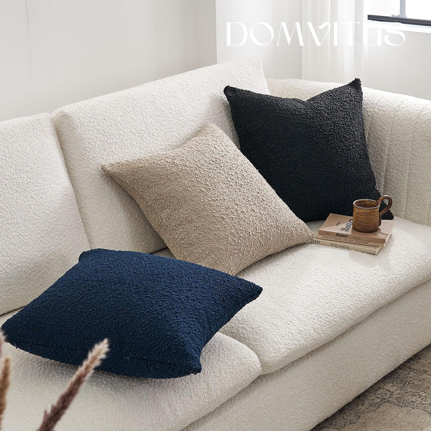 Boucle Pillow Covers / Black / 20 x 20
