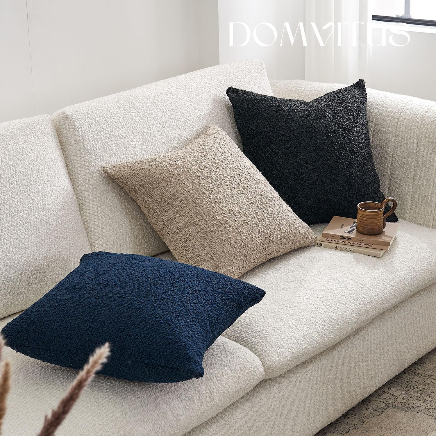 Boucle Pillow Covers / Black / 20 x 20