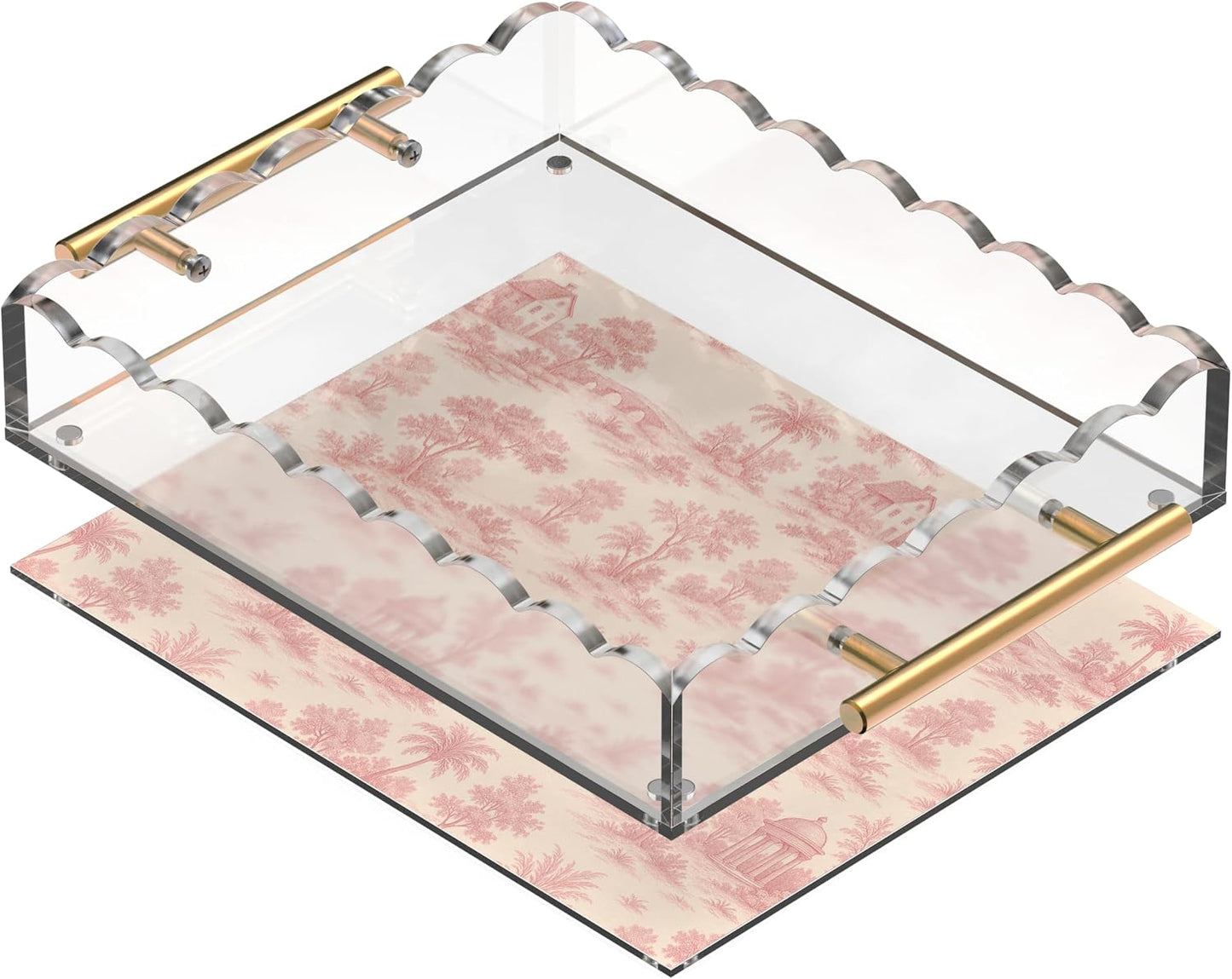 Rectangular Scalloped Acrylic Tray / Bronze / 10 x 12