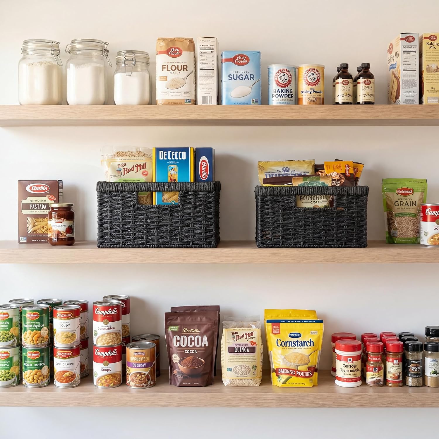 Wicker Basket / Wicker Storage Baskets for Organizing / Black
