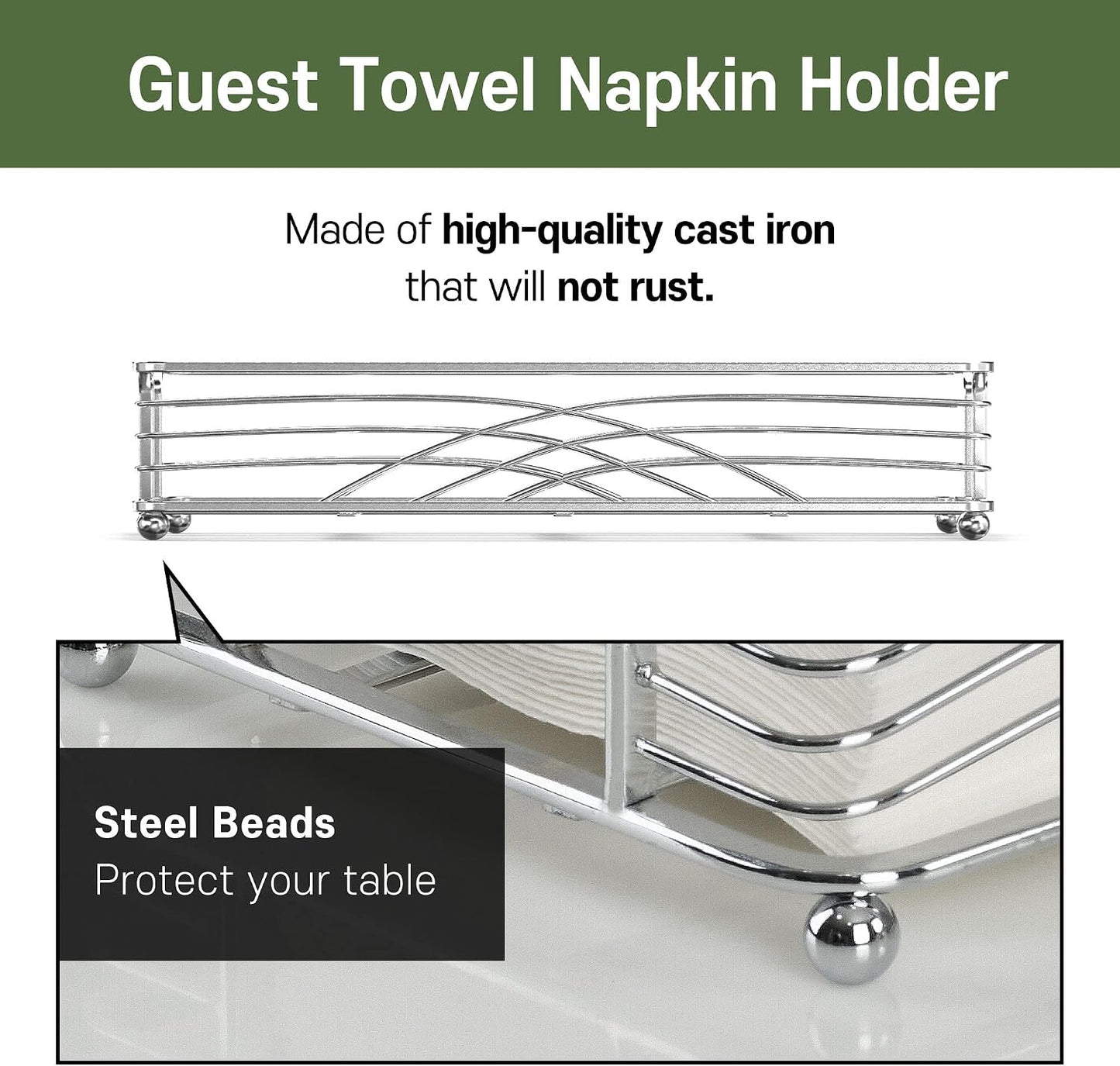 Silver Tray / B - Silver Napkin Holder for Bathroom / Guest Towel Holder