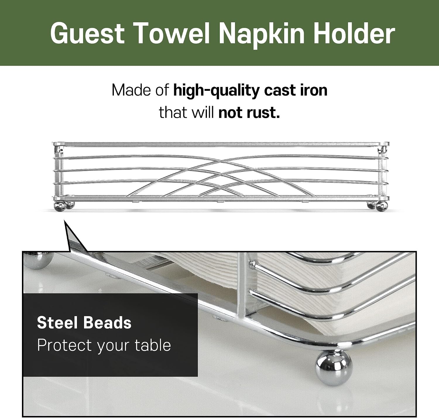 Silver Tray / B - Silver Napkin Holder for Bathroom / Guest Towel Holder