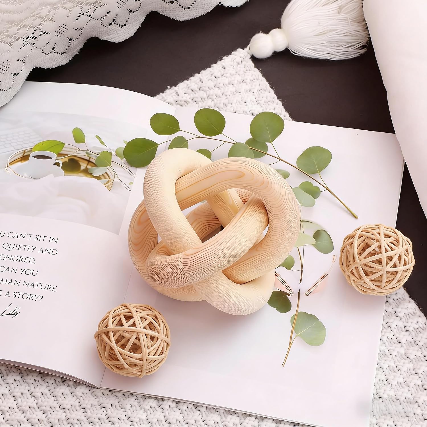 Wood Knot Chain Link Decor / Natural