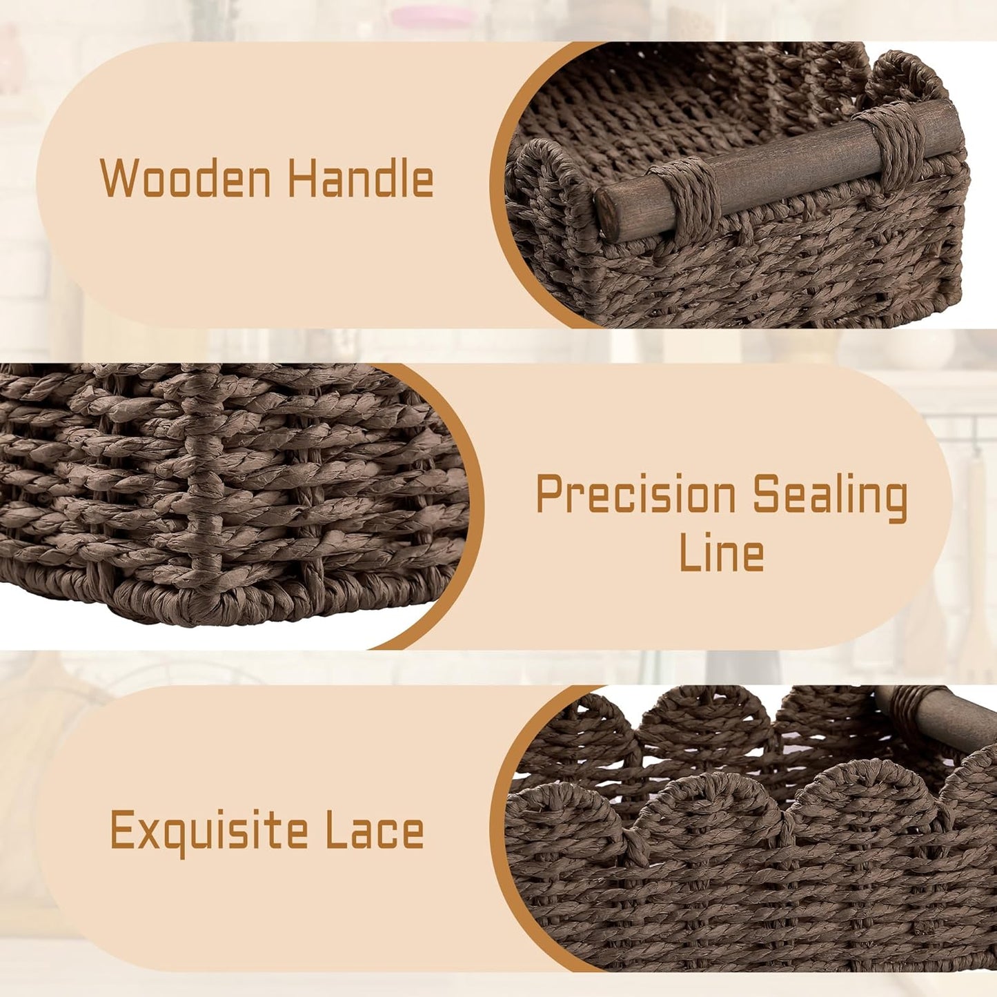 Storage Basket Wicker Baskets for Organizing Toilet Paper Storage Basket for Toilet Tank Top / Brown