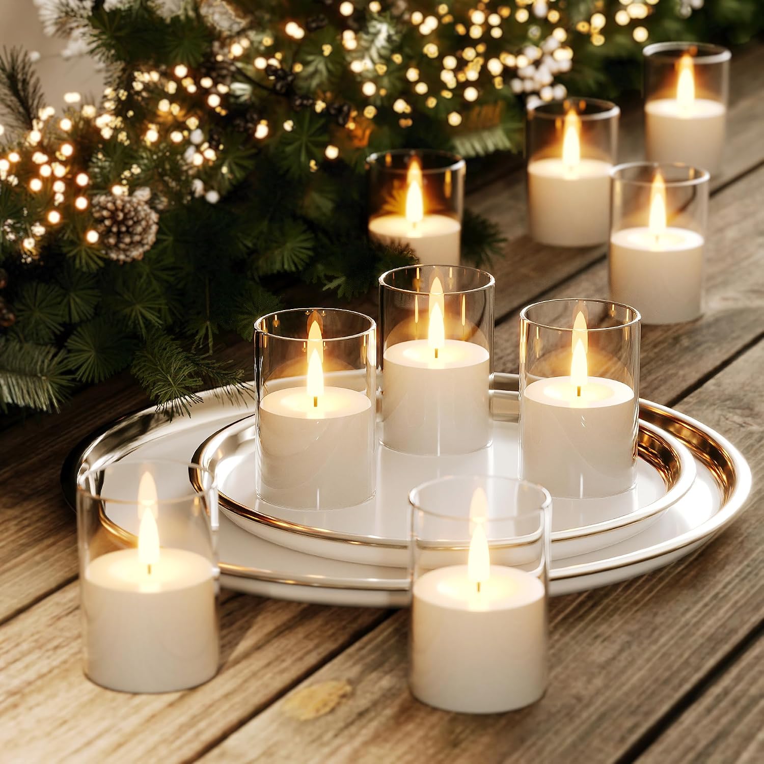 12Pack Flameless LED Candles, Remote & Timer, Battery Powered, Clear, 2"x3" | Small Pillar & Votive Candle with