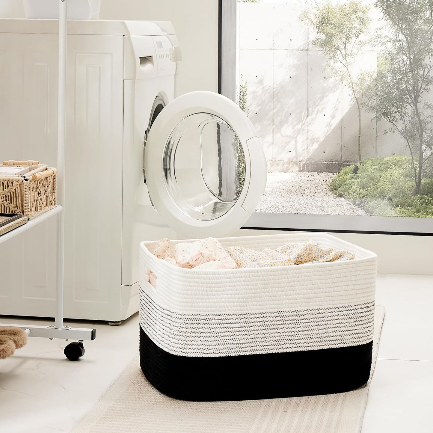 Rectangle Woven Baskets for Storage / Black / 65L