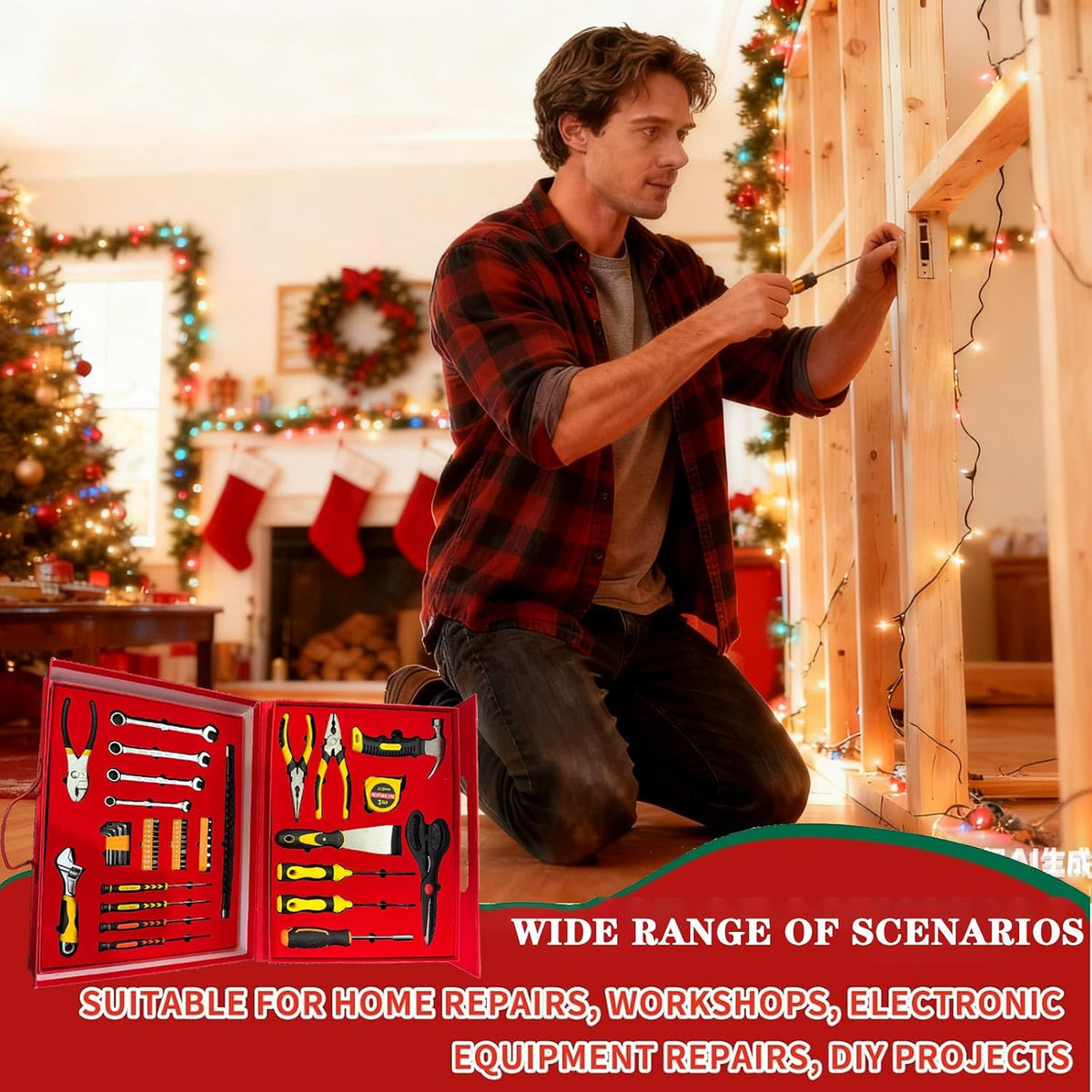 Hand Tool Advent Calendar With Storage Box for Adult Men,Household Hand Tools Set Christmas Stocking Stuffers Gifts for