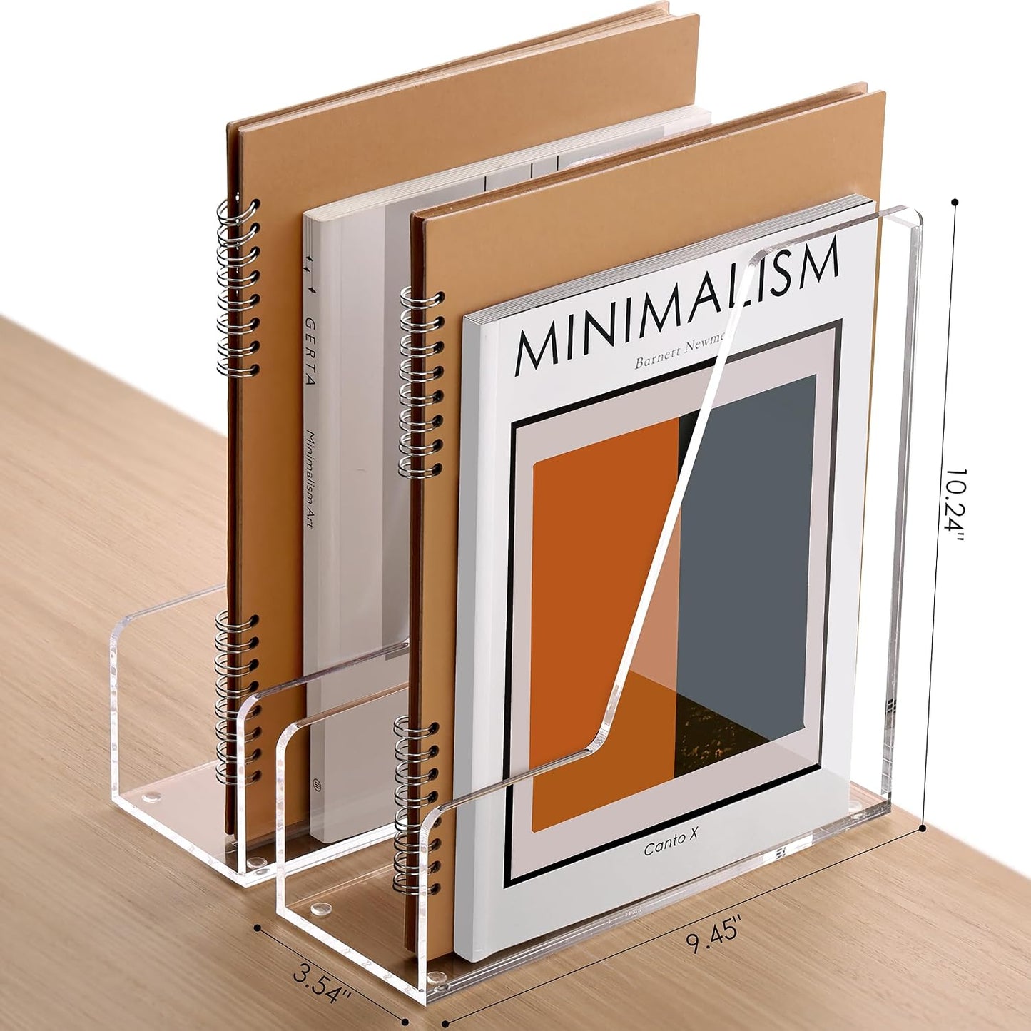 SANRUI 2-Pack Acrylic Magazine File Holder Desk Organizer Magazine Rack, Clear, Vertical File Sorter Holders, 9.45" D x