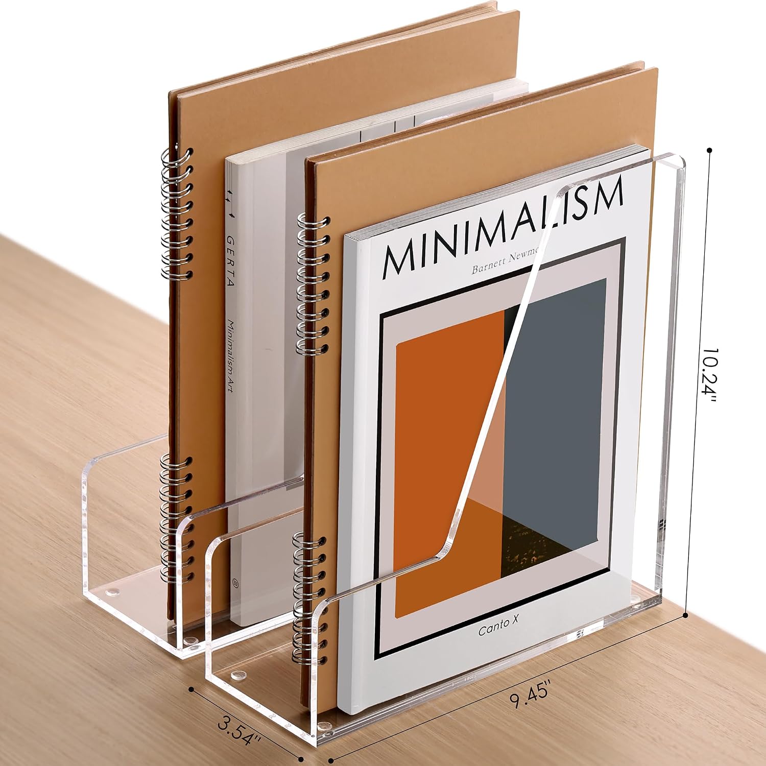 SANRUI 2-Pack Acrylic Magazine File Holder Desk Organizer Magazine Rack, Clear, Vertical File Sorter Holders, 9.45" D x