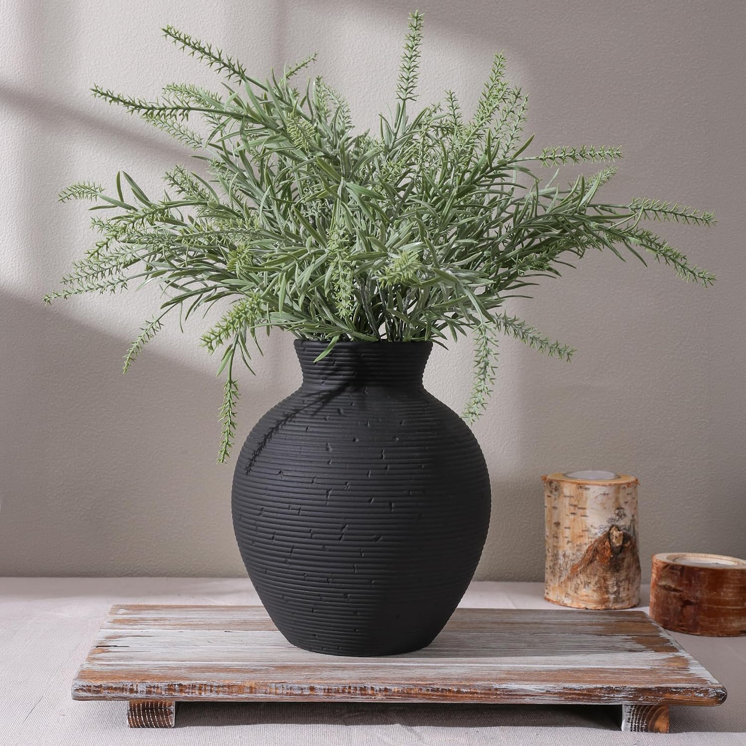Ceramic Flower Vase Home Decor / 7.4 In - Black / 7.4 Inch