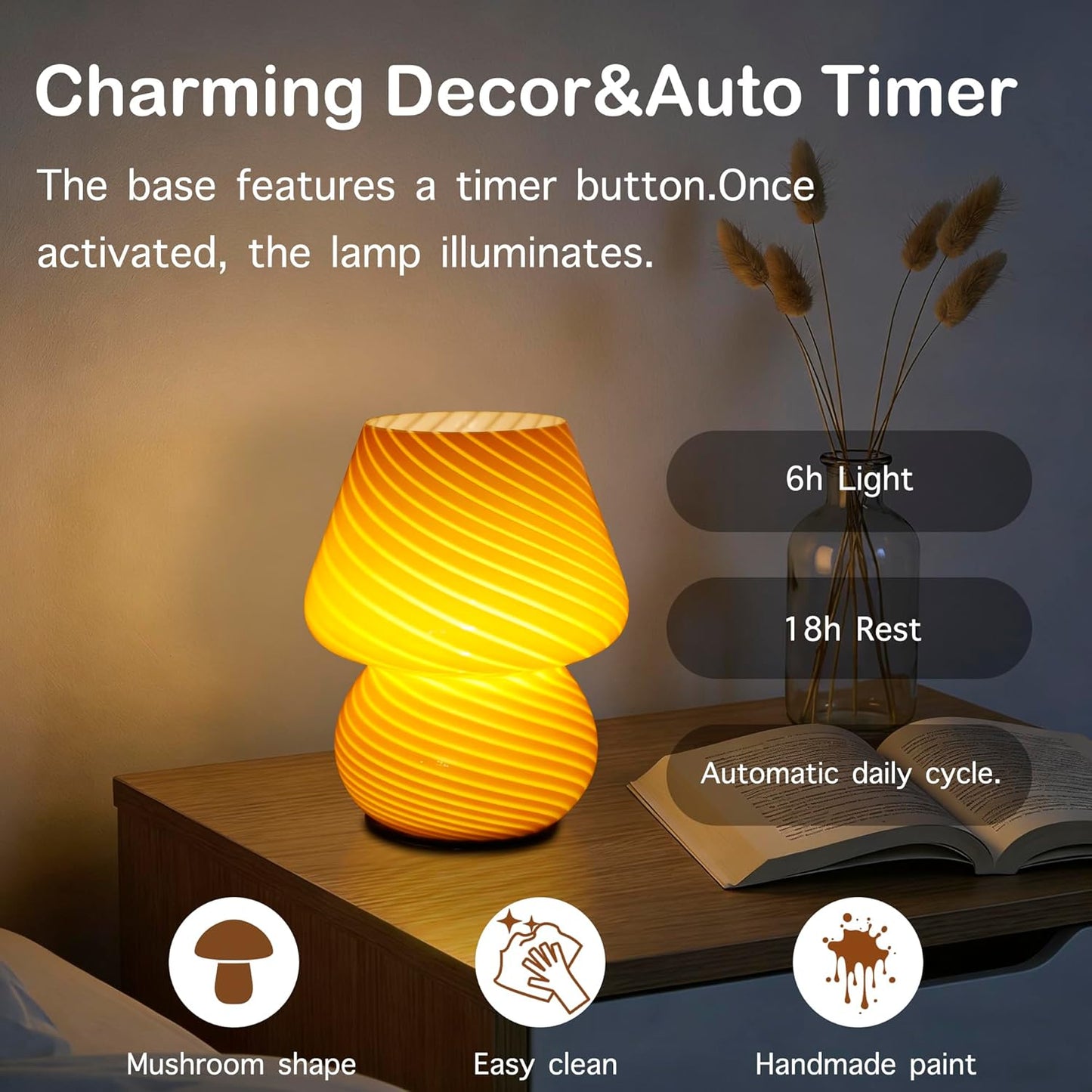 Cordless Battery Powered Bedside Lamp / Orange