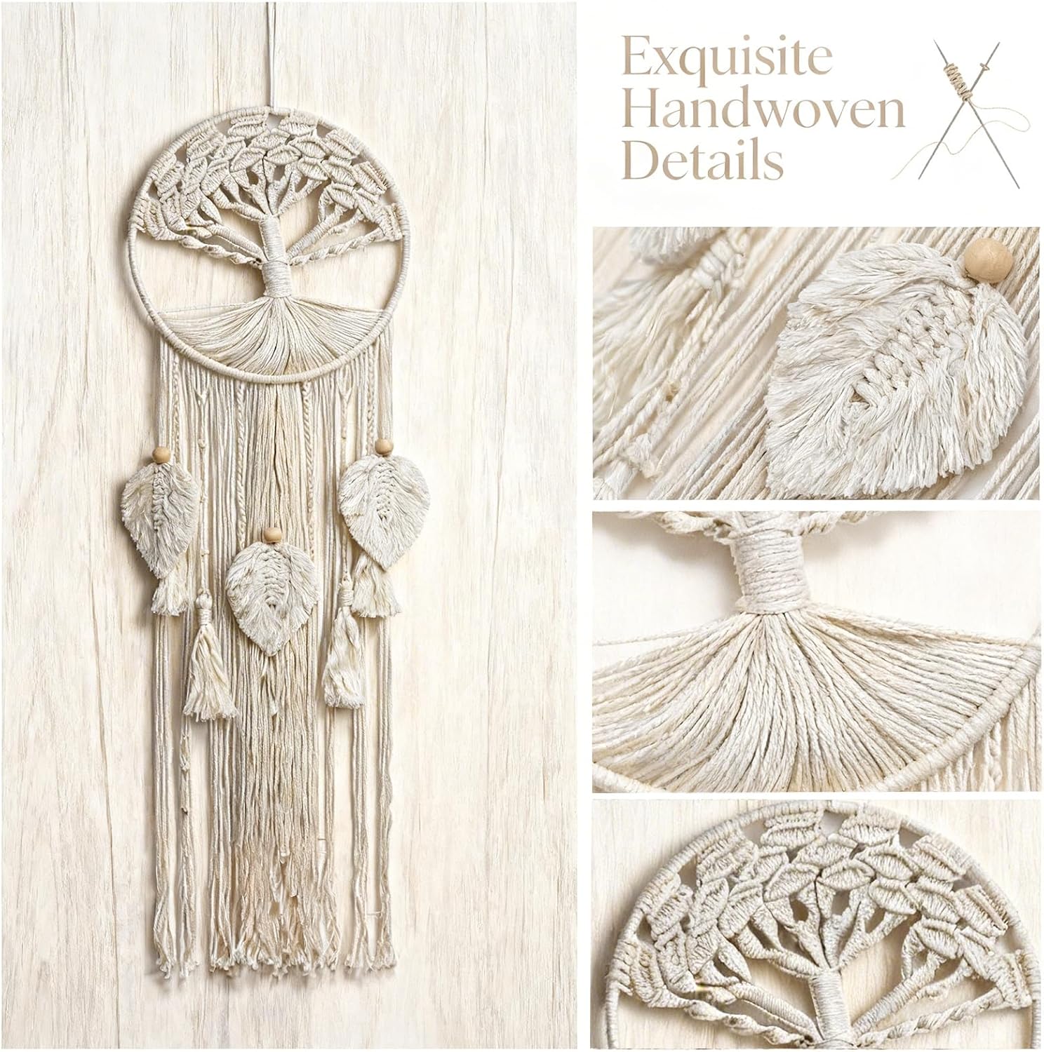 Macrame Wall Hanging Dream Catcher Tree of Life Boho Wall Art / 01-tree of Life