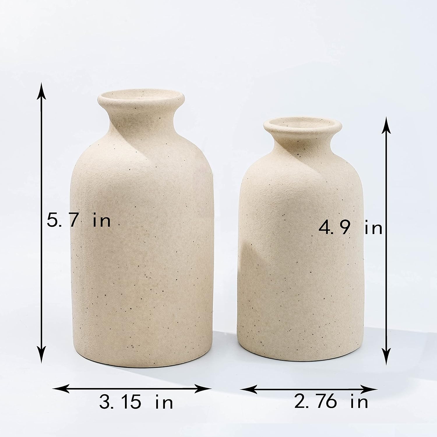 White Ceramic vases Home Decor Small vase Set Boho vase Modern Farmhouse / Beige Black / Set of 2