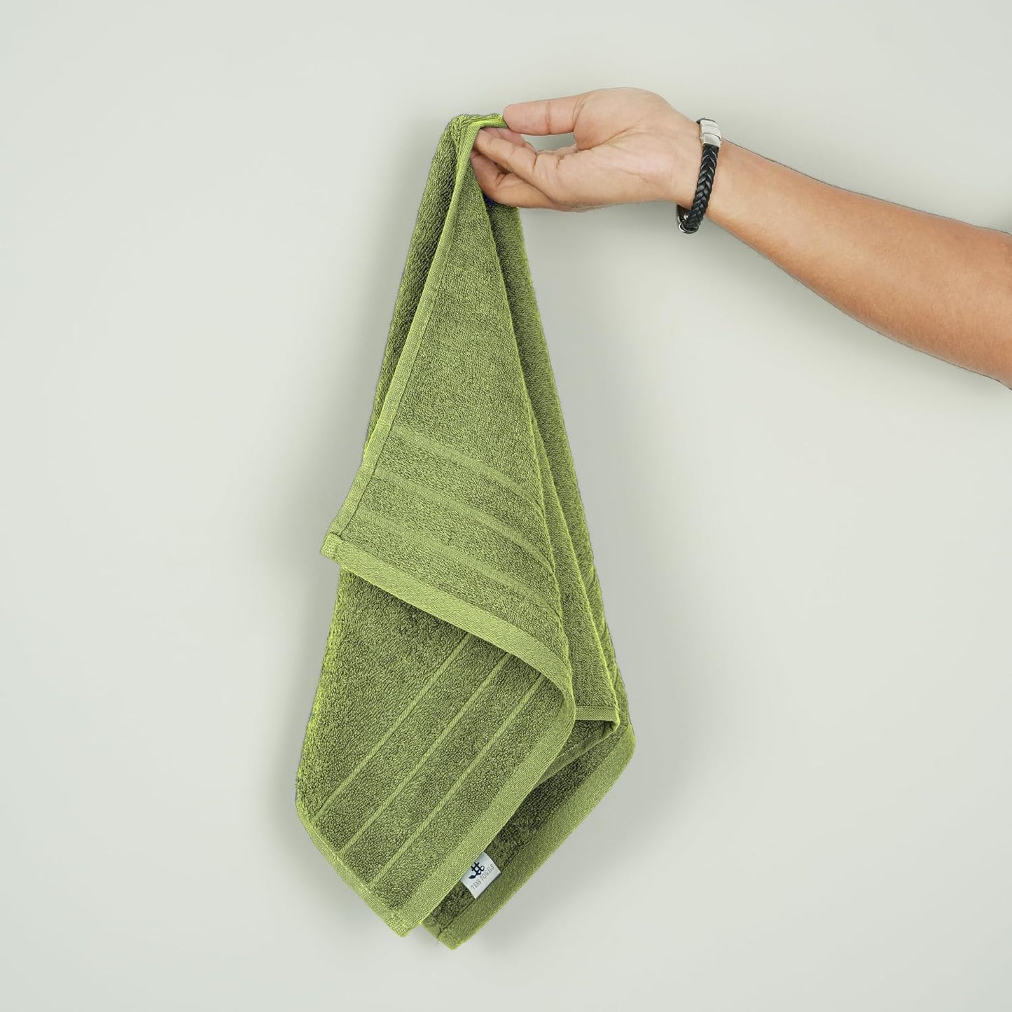 6 Piece Hand Towels Set 16 x 28 Inches, Green | 100% Cotton, Lighter Weight, Quick to Dry, 16 x 28 Inches, Super Soft &