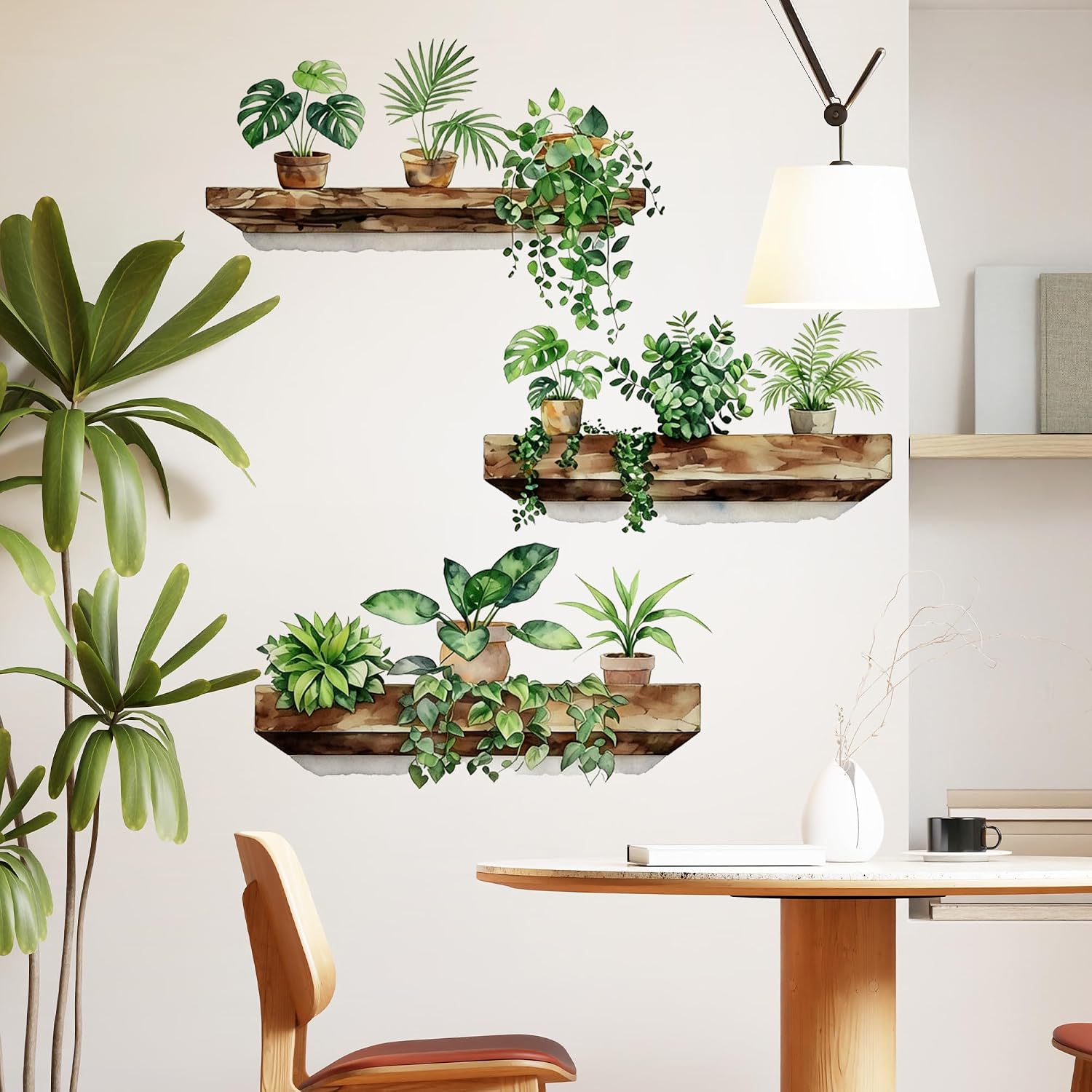 3D Bonsai Tropical Vine Leaves Wall Stickers / Green Plant Wall Decals