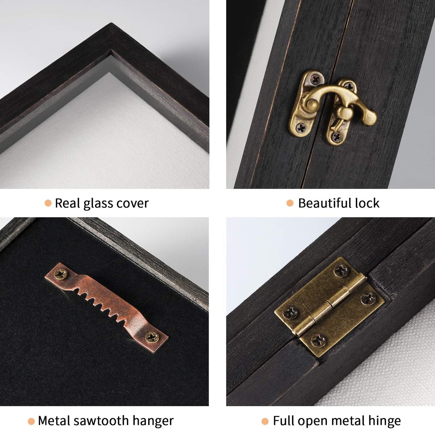 TJ.MOREE Shadow Box 11x14 Memory Display Case Wooden Picture Frame Black | Fits 10x13 Inserts with Linen Back, Rustic