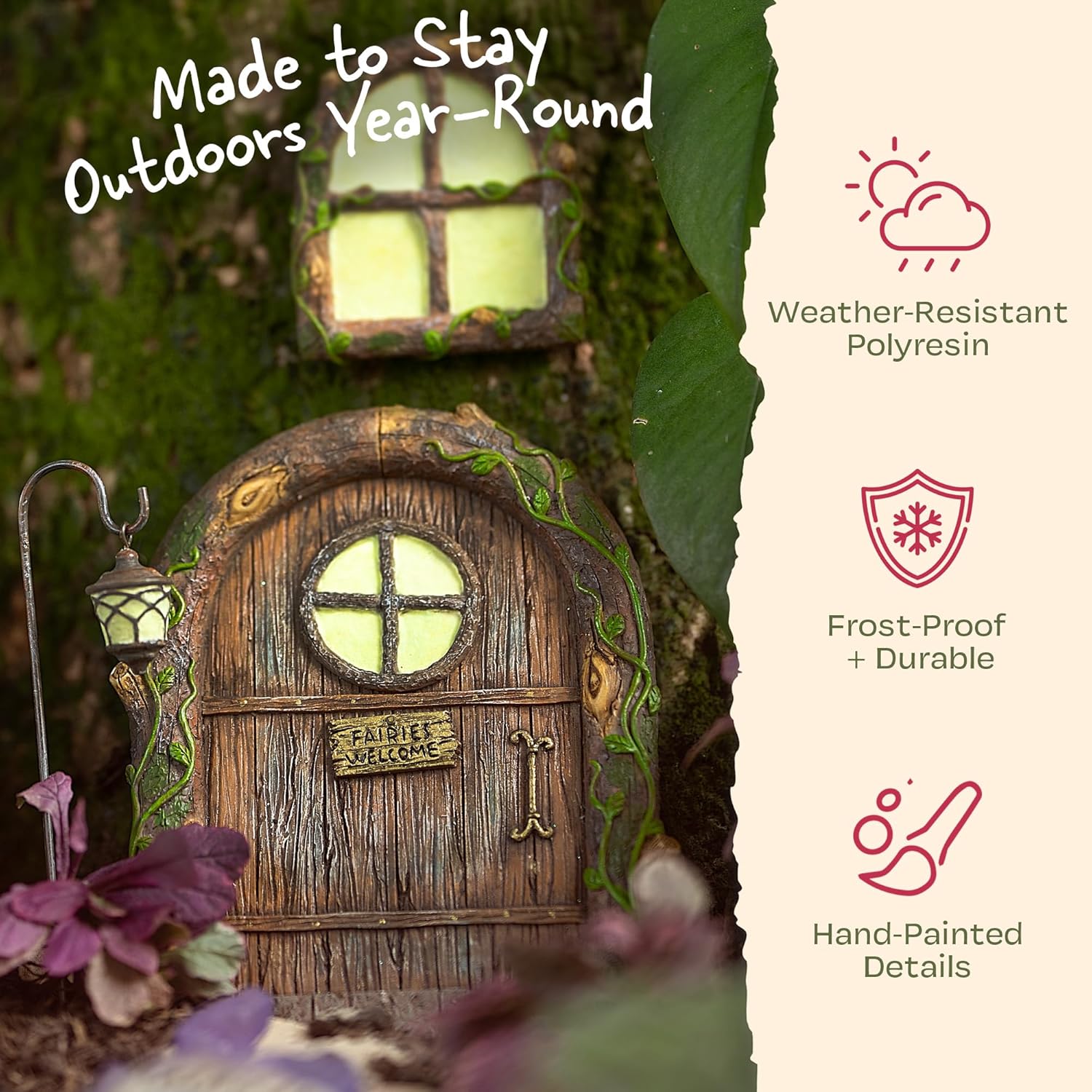 Fairy Doors for Trees / Pixie - Fairy Door and 2 Windows