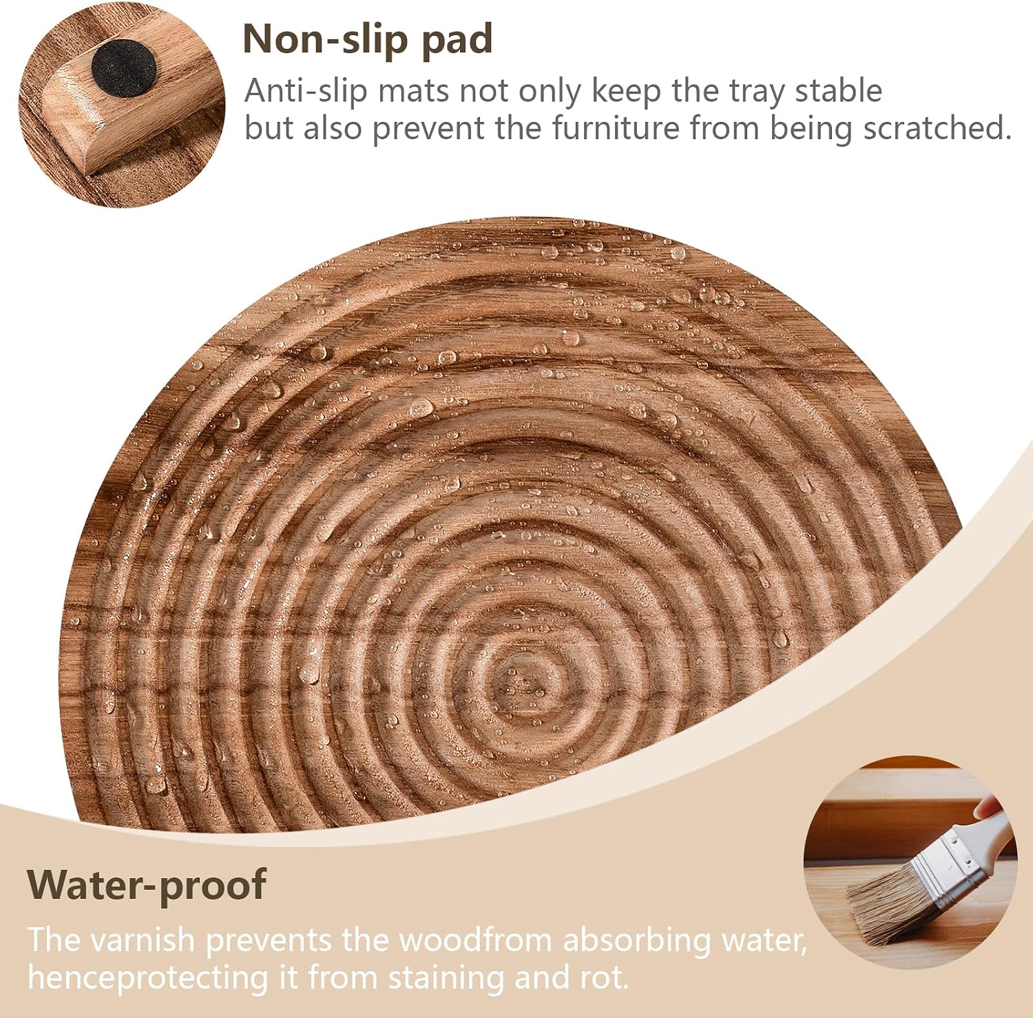 Round Decorative Tray Farmhouse Bathroom Decor Wood Riser Kitchen Countertop Organizer for Perfume