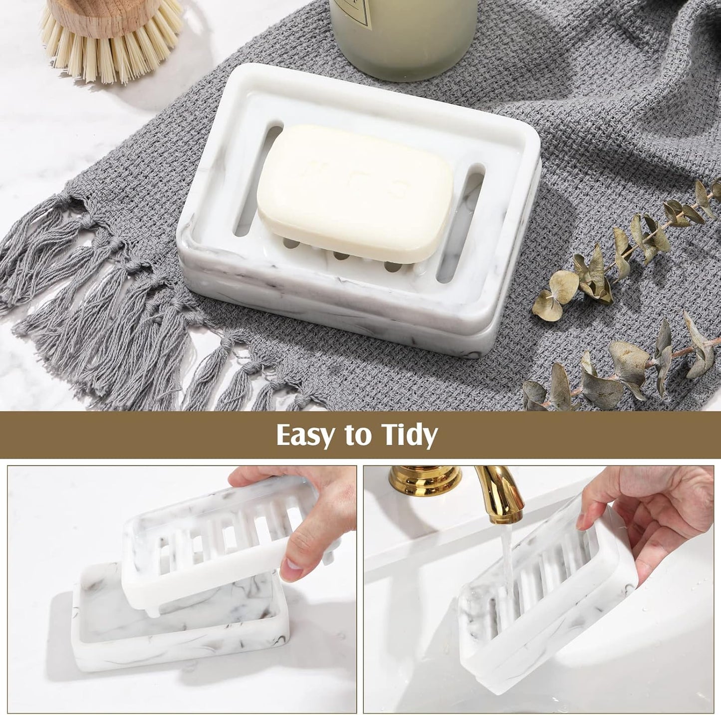 Dual Layer Sponge Holder / Marble White