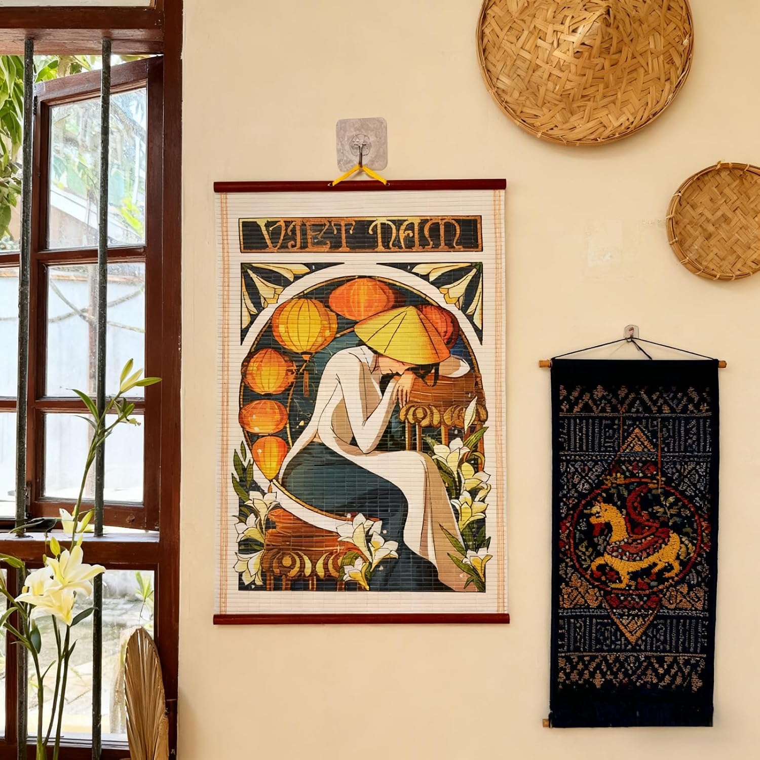 Faux Rattan Decorative Wall Art / Orange