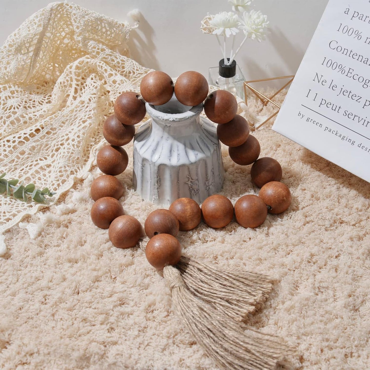 Extra Large Wood Bead Garland Brown / 7 Brown / 41 Inches