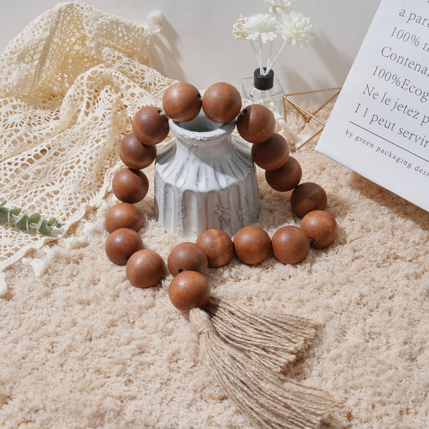 Extra Large Wood Bead Garland Brown / 7 Brown / 41 Inches