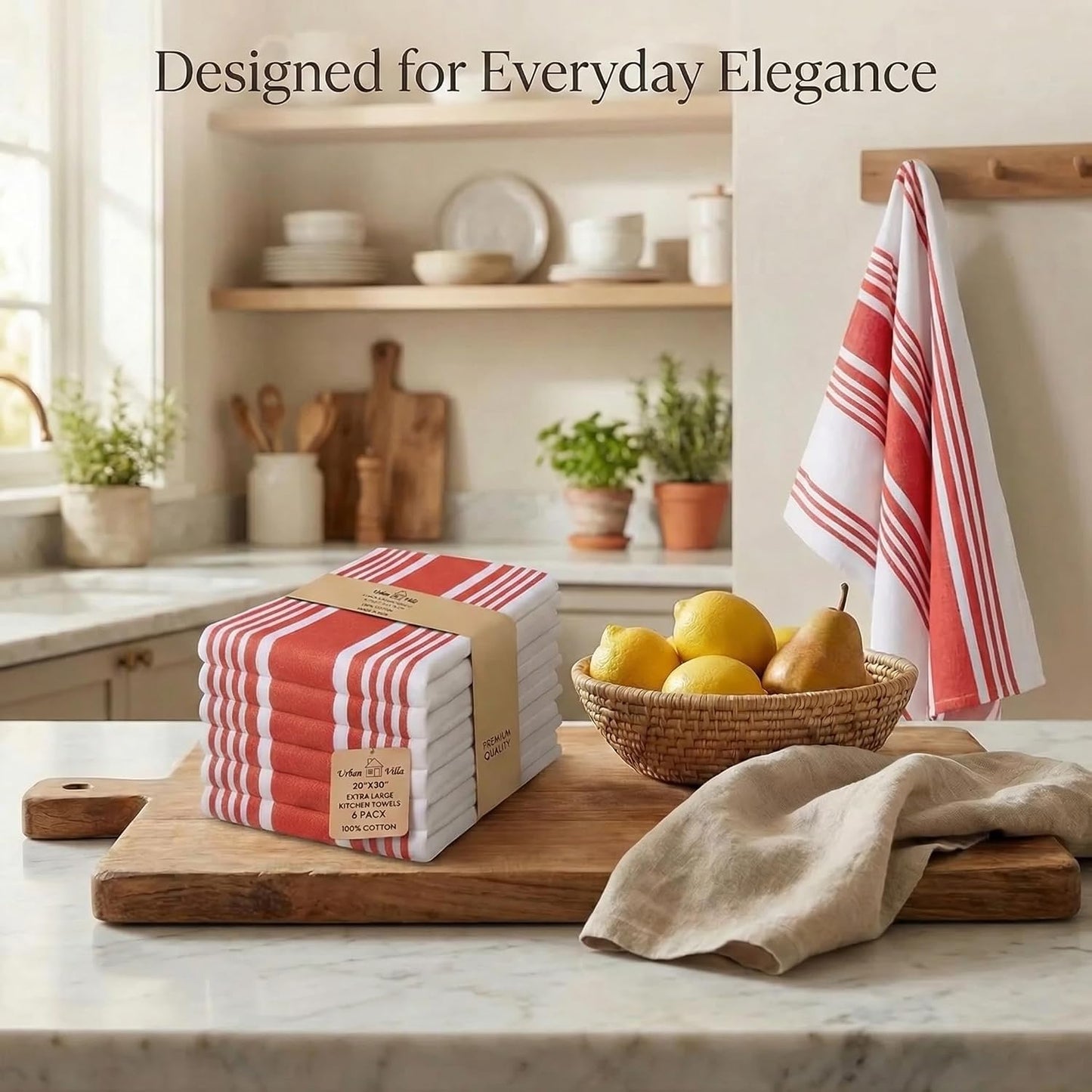 Urban Villa Kitchen Towels Cotton Dish Towels 20”x30” (Set of 6) Chillired