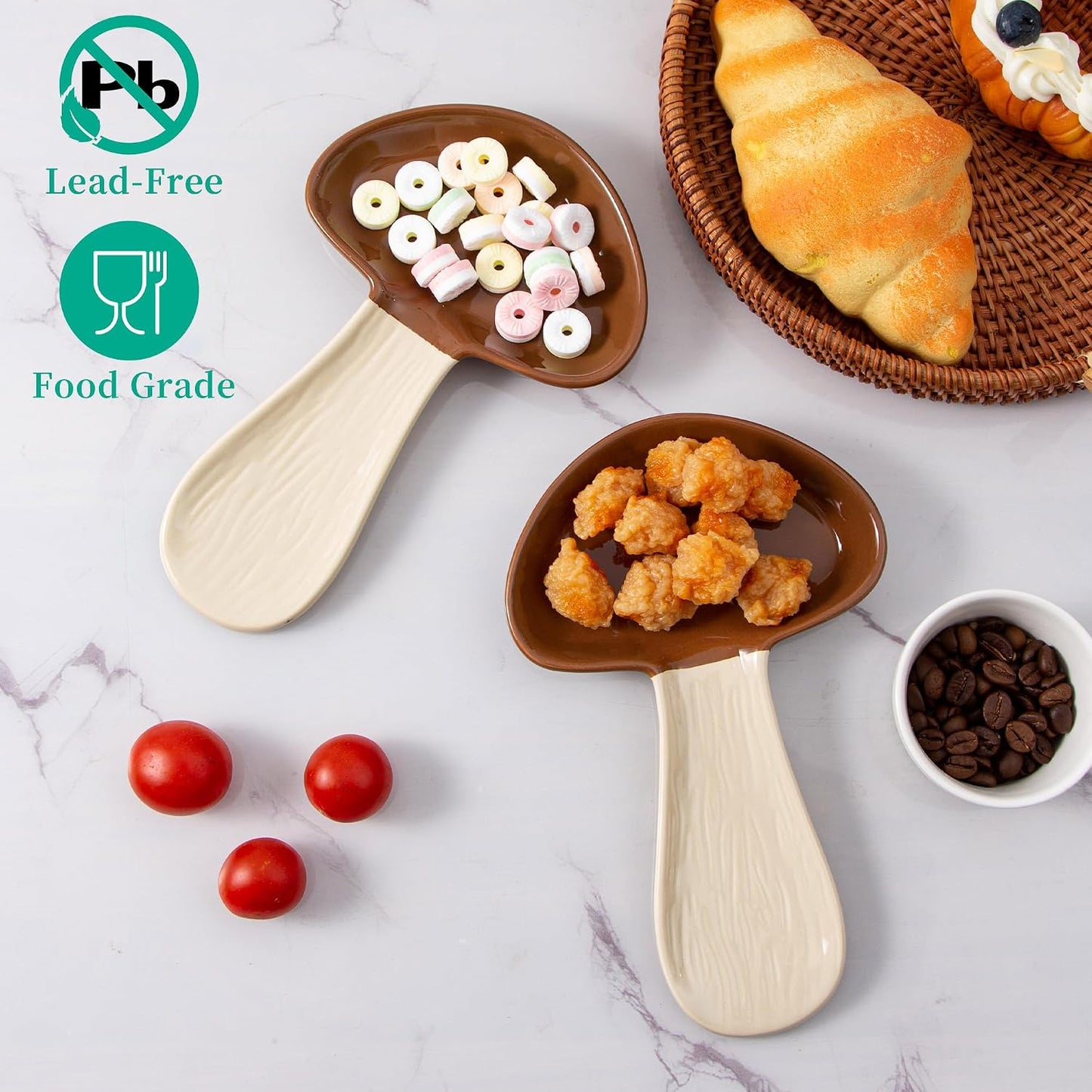 Ceramic Spoon Holder for Stove Top / Brown Mushroom