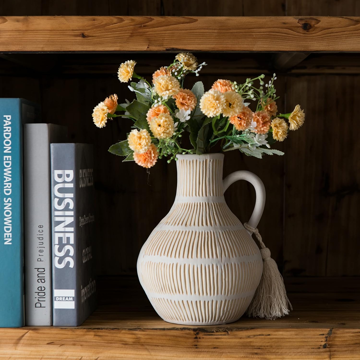 Rustic Ceramic Vase / Gray - Round