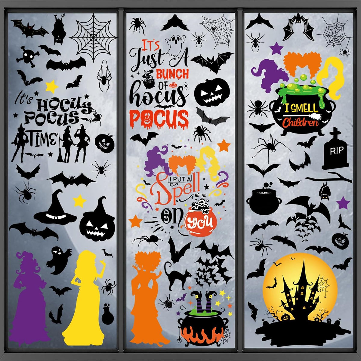 105Pcs Halloween Window Clings, Halloween Window Stickers for Party Decor
