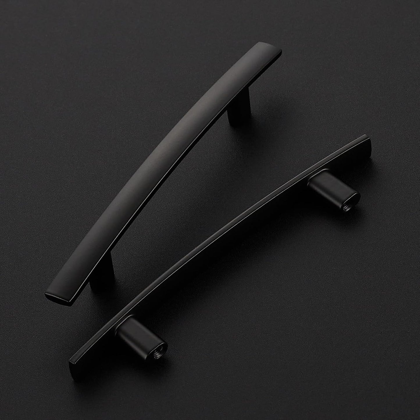 Curved Cabinet Pulls Drawer Pulls / 3.75" Hole Center / Black / Set of 5