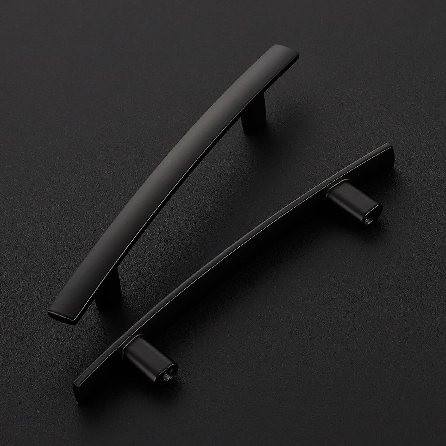 Curved Cabinet Pulls Drawer Pulls / 3.75" Hole Center / Black / Set of 5