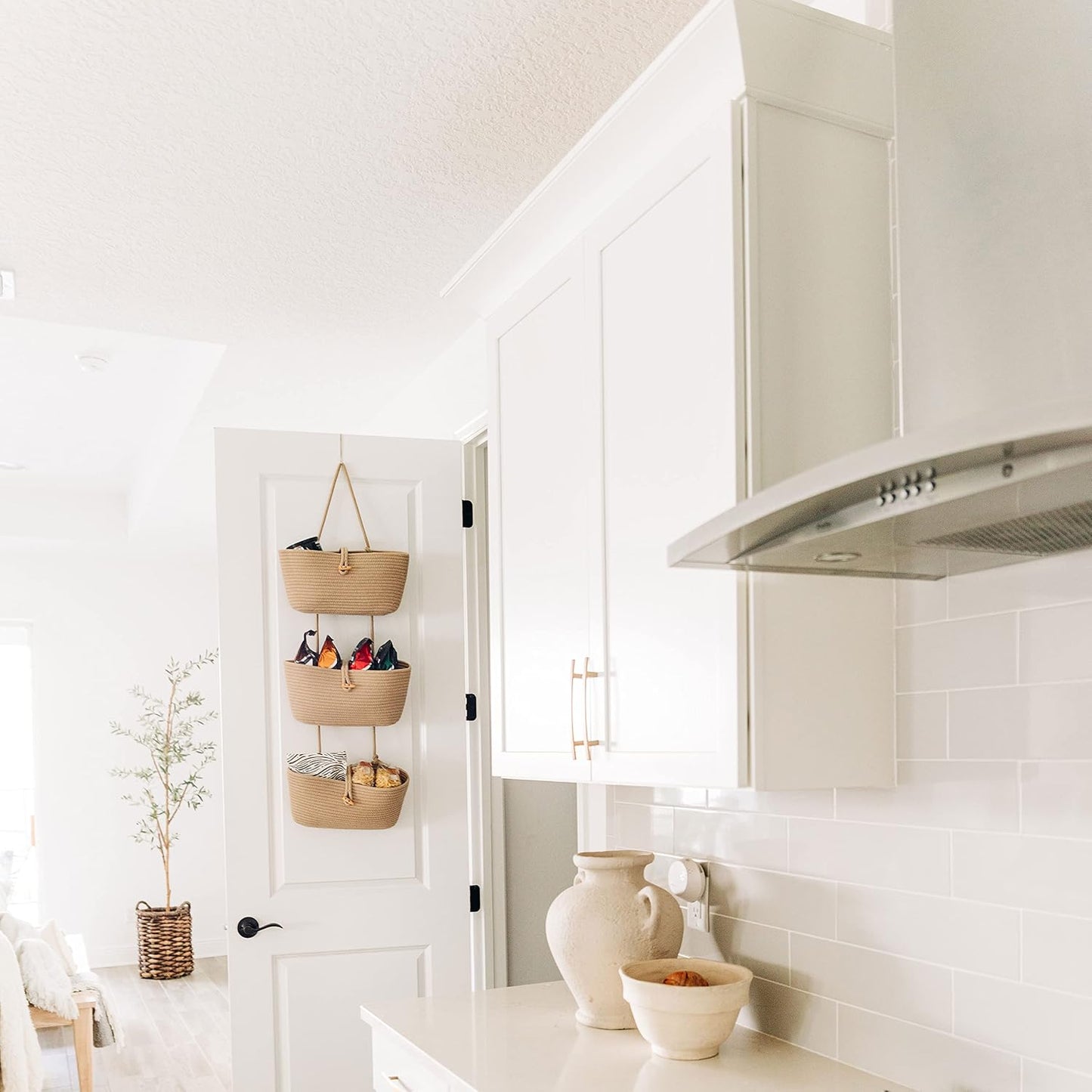 Hanging Wall Basket for Storage / Full Honey / 3-tier